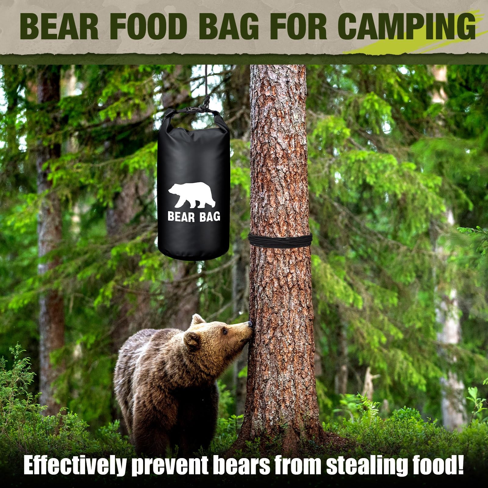 1 Set Bear Food Bag for Camping Ultralight Food Hanging System Includes Water…