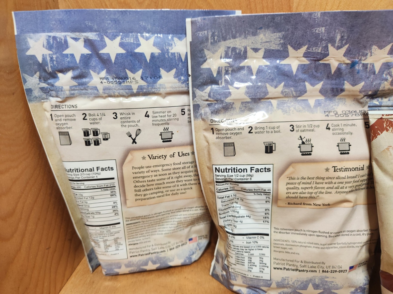 Set of 5 Patriot Pantry Emergency Food Stores