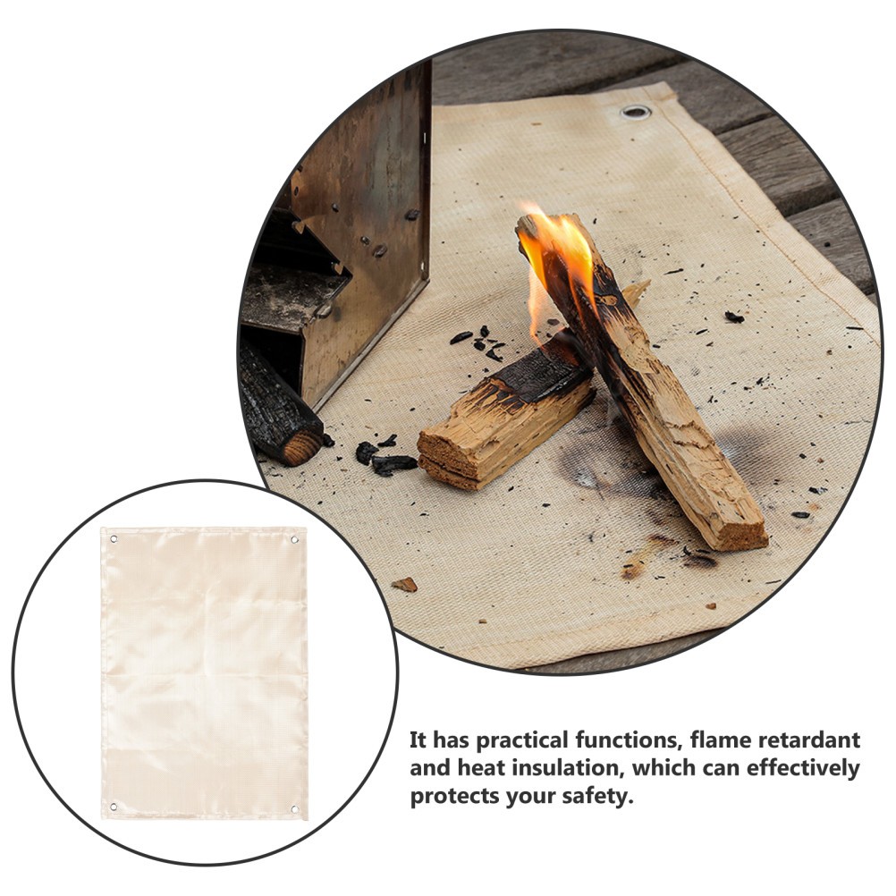 Fiberglass Fire Blanket Outdoor Rug 4×6 Heat Insulation Mat Khaki for Safety