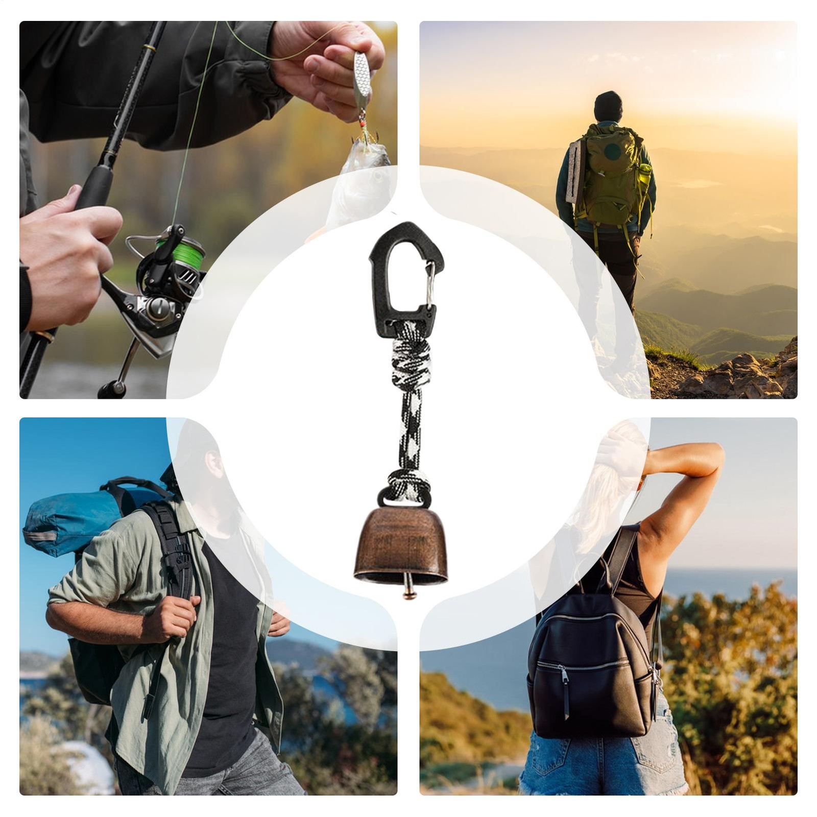 Bear Bells For Hiking Safety Ring Keychain Iron Camping Bell For Backpacking