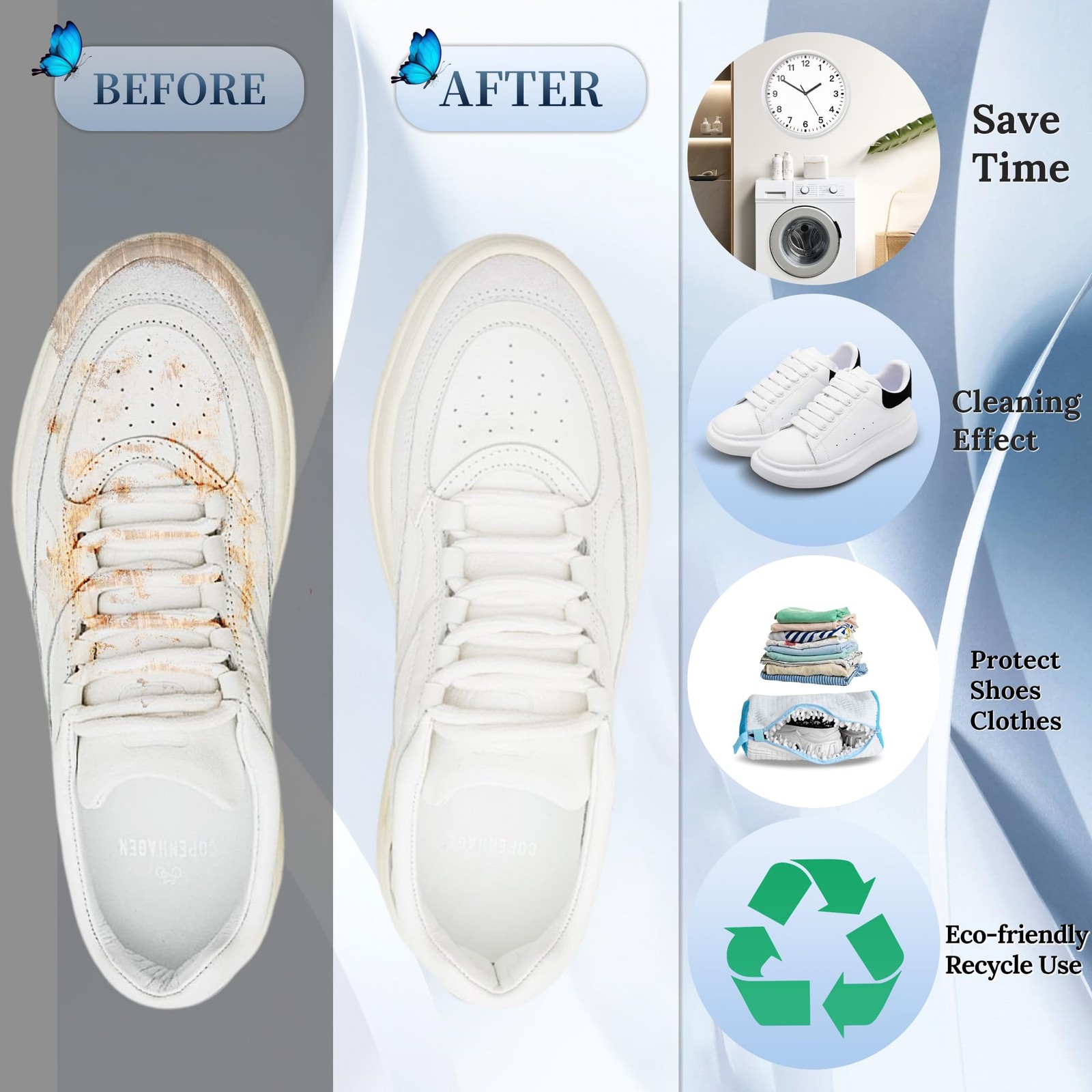 Shoe Washing Machine Bag, 15.55 inches x 7.48 x 7.1 inches, White