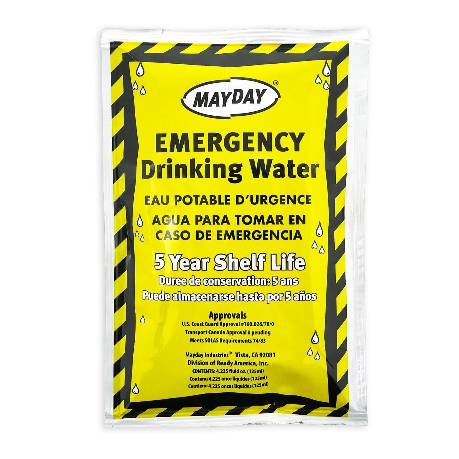 Emergency Water Pouches for Disaster Preparedness, 5-Year Shelf Life, 50 Pack, L