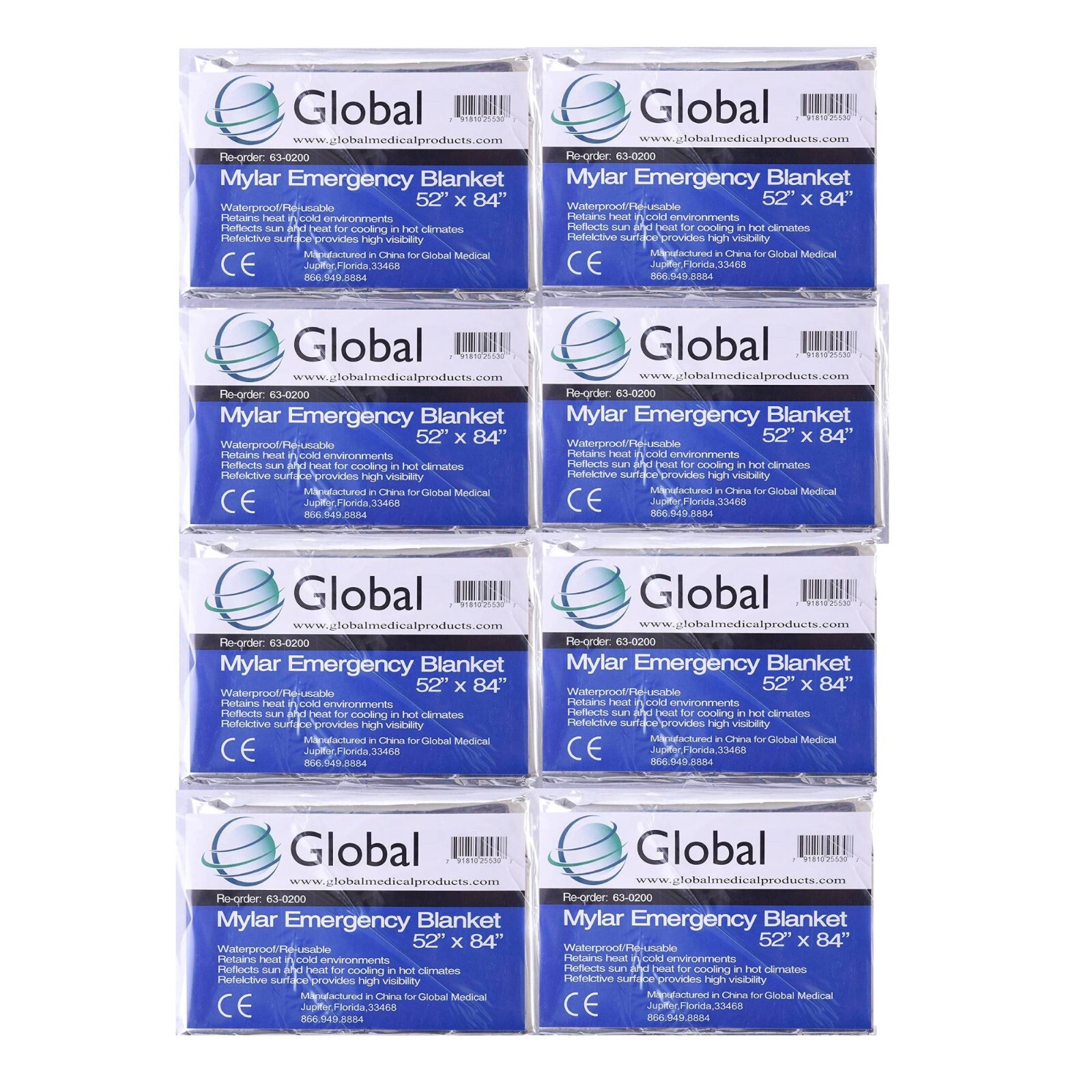 8 Pack Emergency BLANKET Thermal Survival Safety Insulating Mylar Heat 84″ X52″