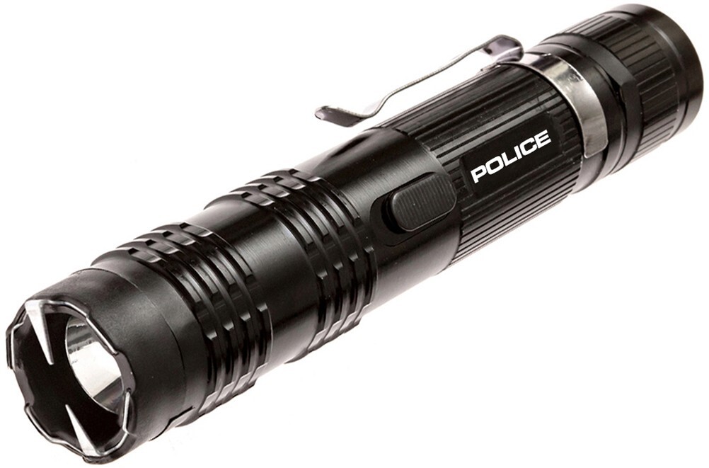 POLICE Stun Gun M12 Max Volt Self Defense Rechargeable LED Flashlight Black