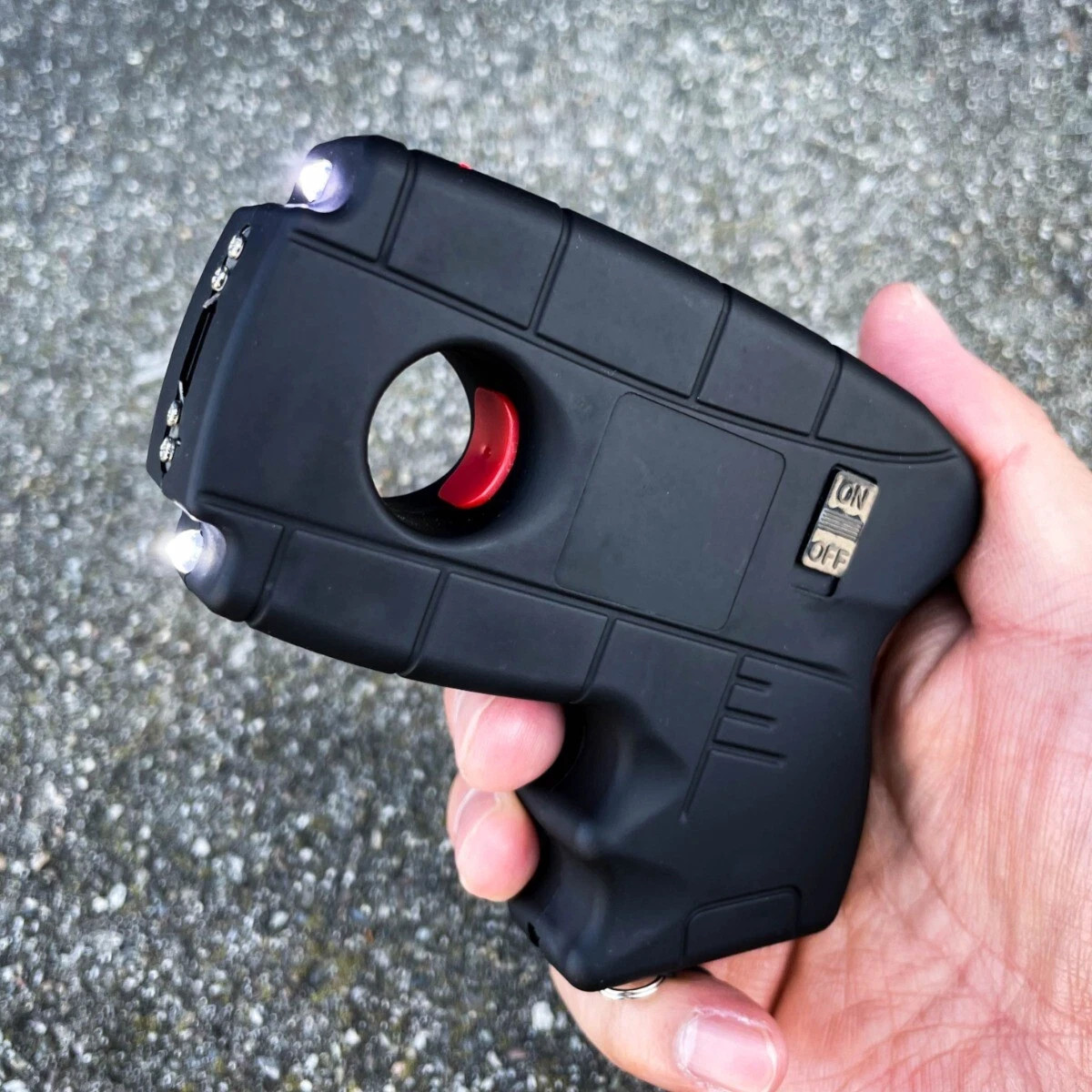 Pistol Grip Stun Gun Rechargeable Defender 10MV Flashlight Heavy Duty