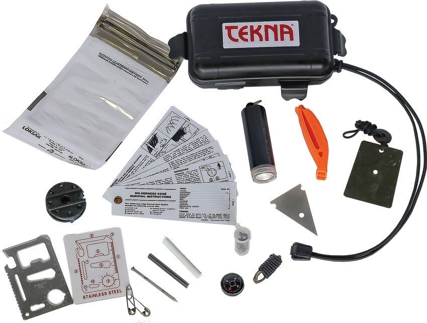 Tekna Survival Box Black With Multi-Tool Fishing Tackle Many Helpful Items USA
