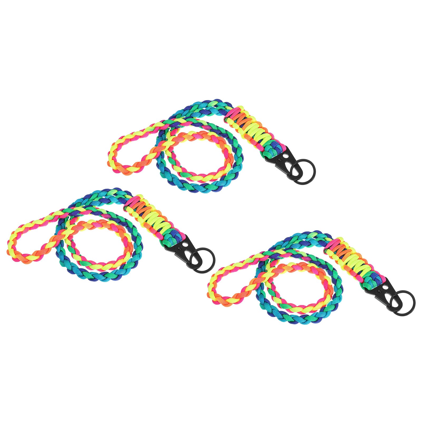 3Pcs 22″ Paracord Neck Lanyard Keychain Braided Strong Lanyard with Rainbow