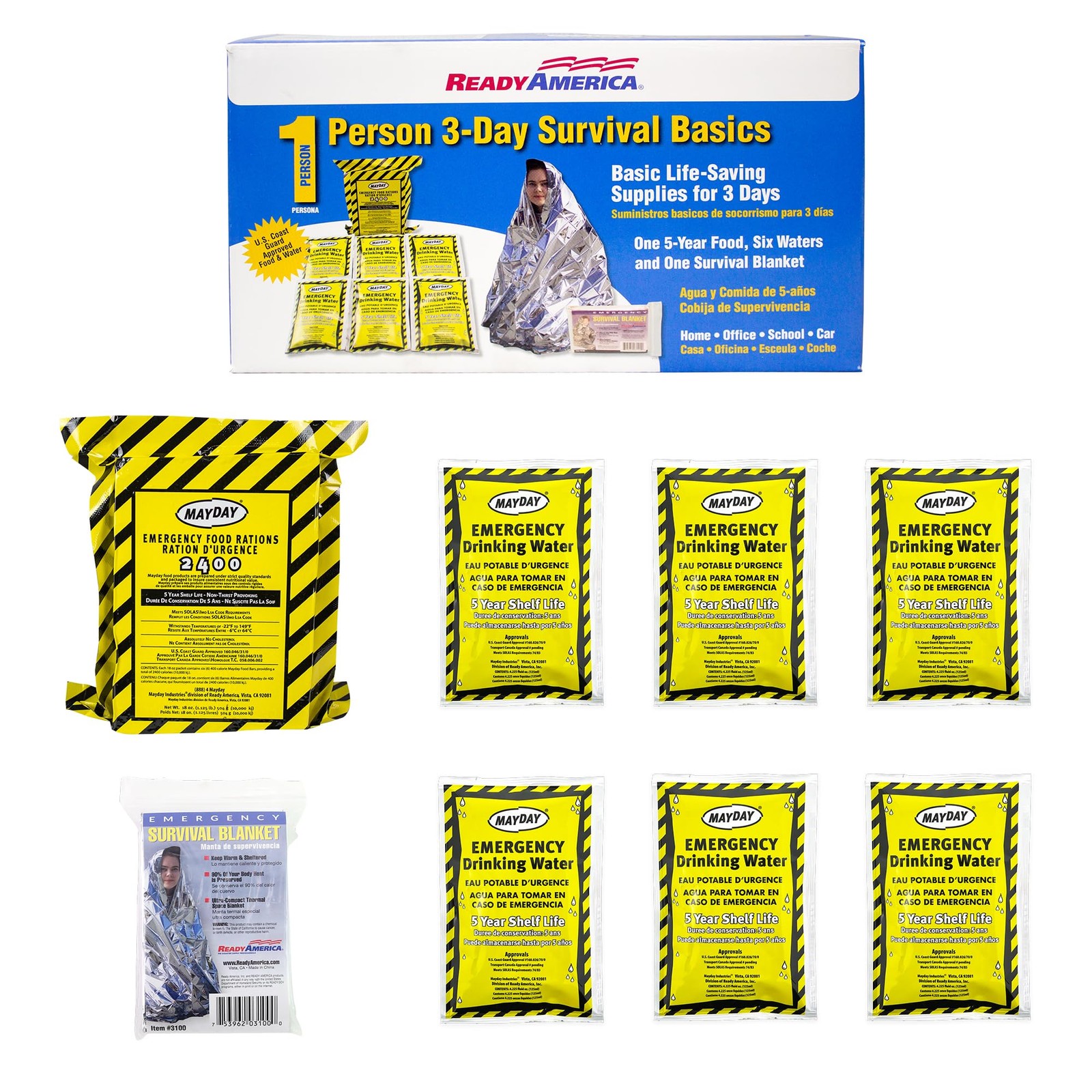 Emergency Survival Kit Food Water Blanket Portable 3 Days Supplies