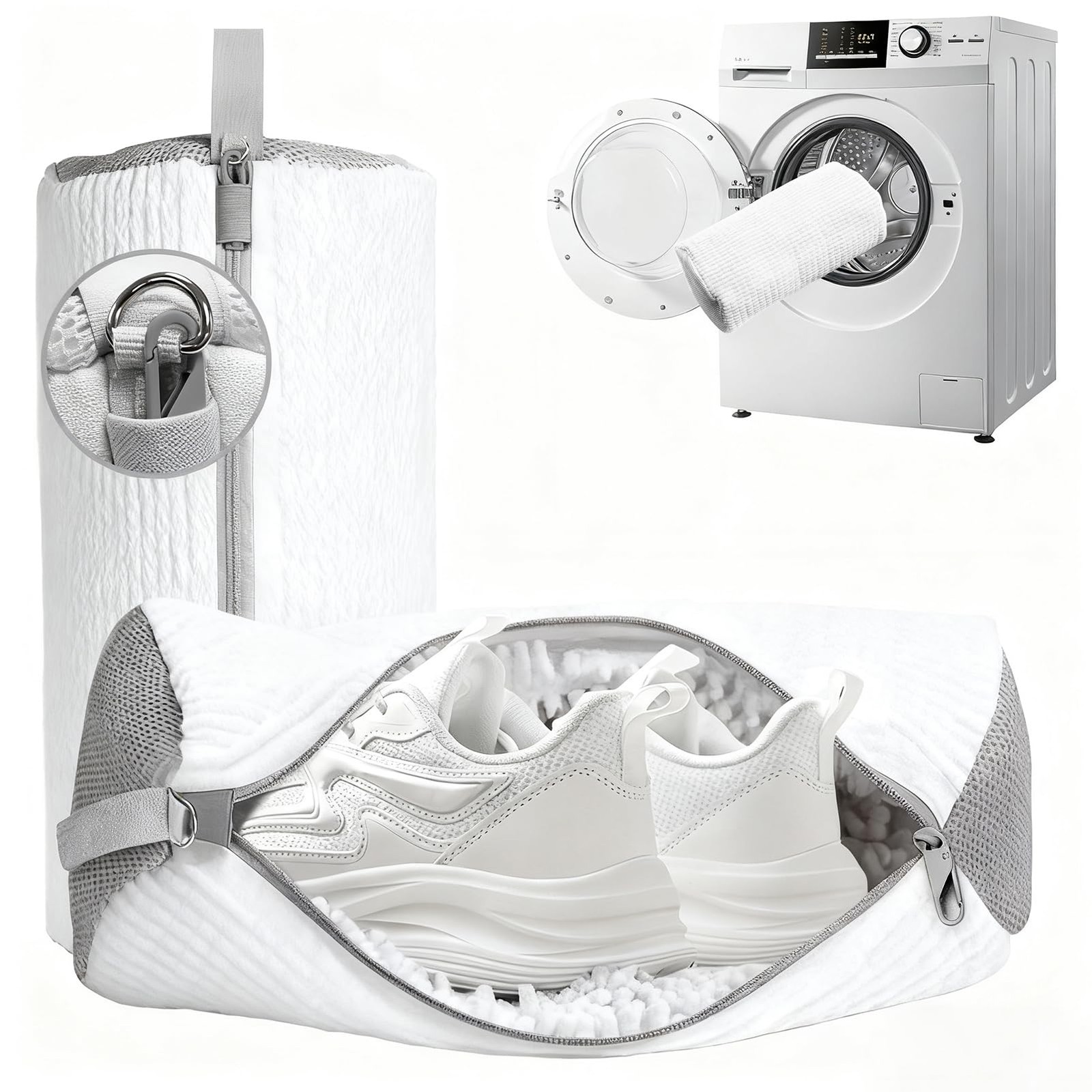 Shoe Washing Machine Bag 2 Pack, 360°Deep Clean 12.87 liters, White2pcs