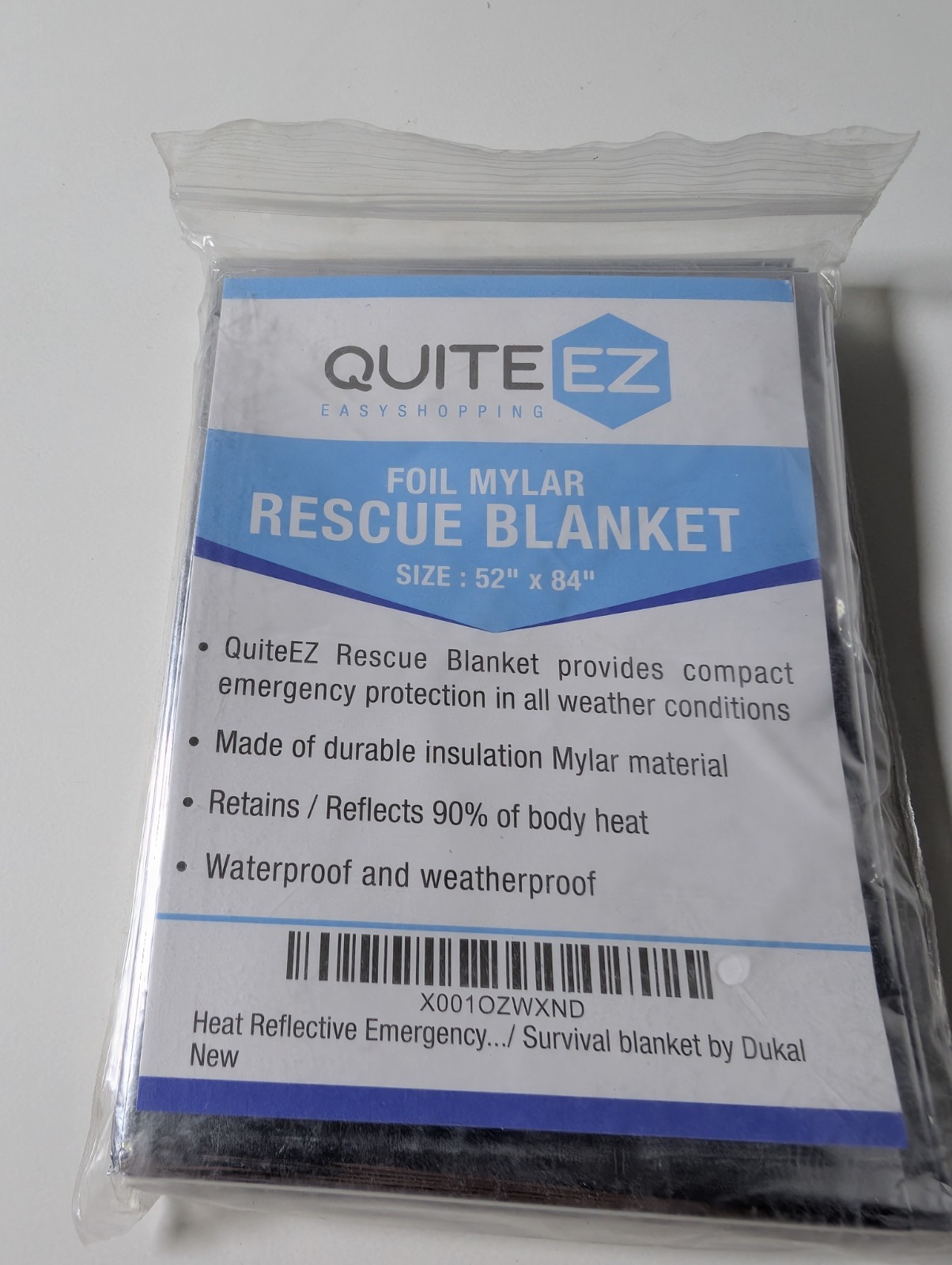 Mylar Rescue Blankets 52″x84″ Quite EZ QZ Sealed Pack Of 10