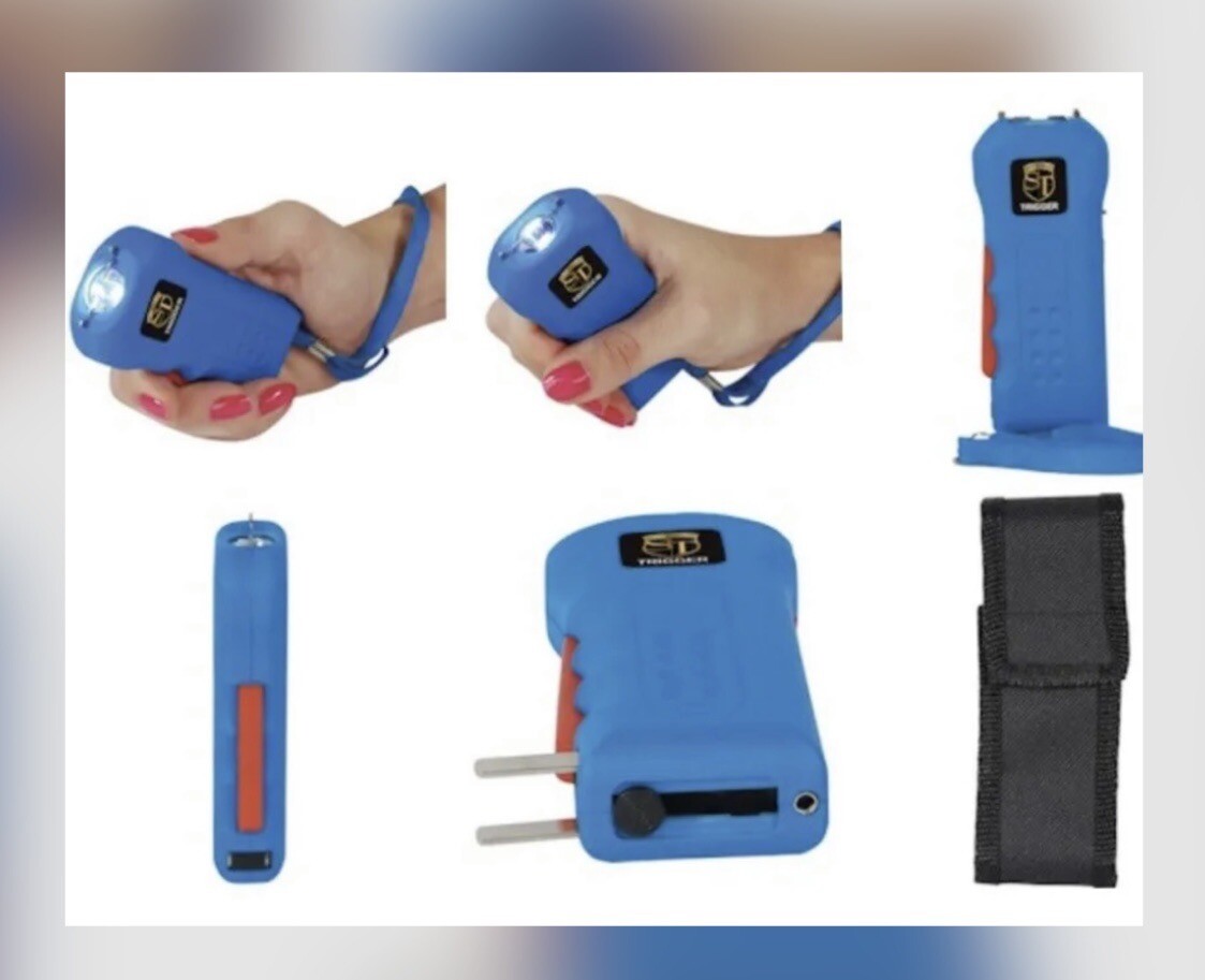 Stun MASTER ST POLICE Defense BLUE SQUEEZE Stun Gun Rechargeable LED FLASHLIGHT