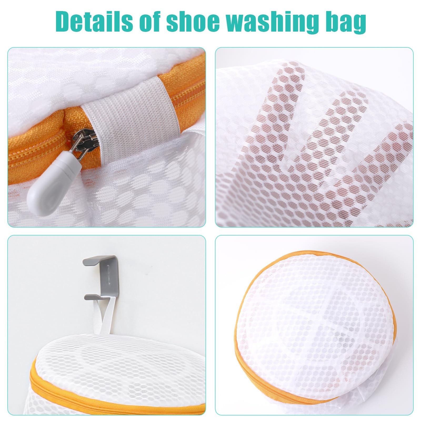 Kimmama Shoe Washing Machine Bag, Bag for 2L(7x7x15″), Orange