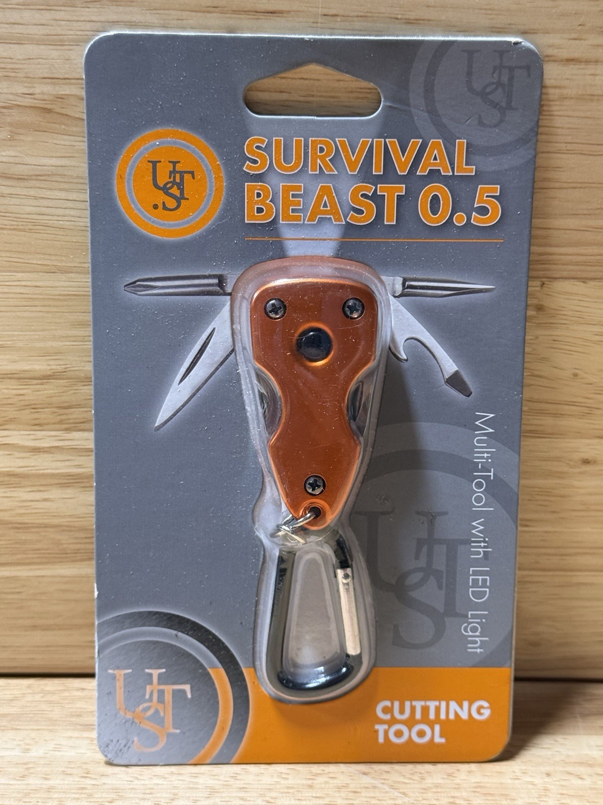 Survival Beast 0.5 Multi-Tool led light Cutting Tool UST Orange Key Ring New