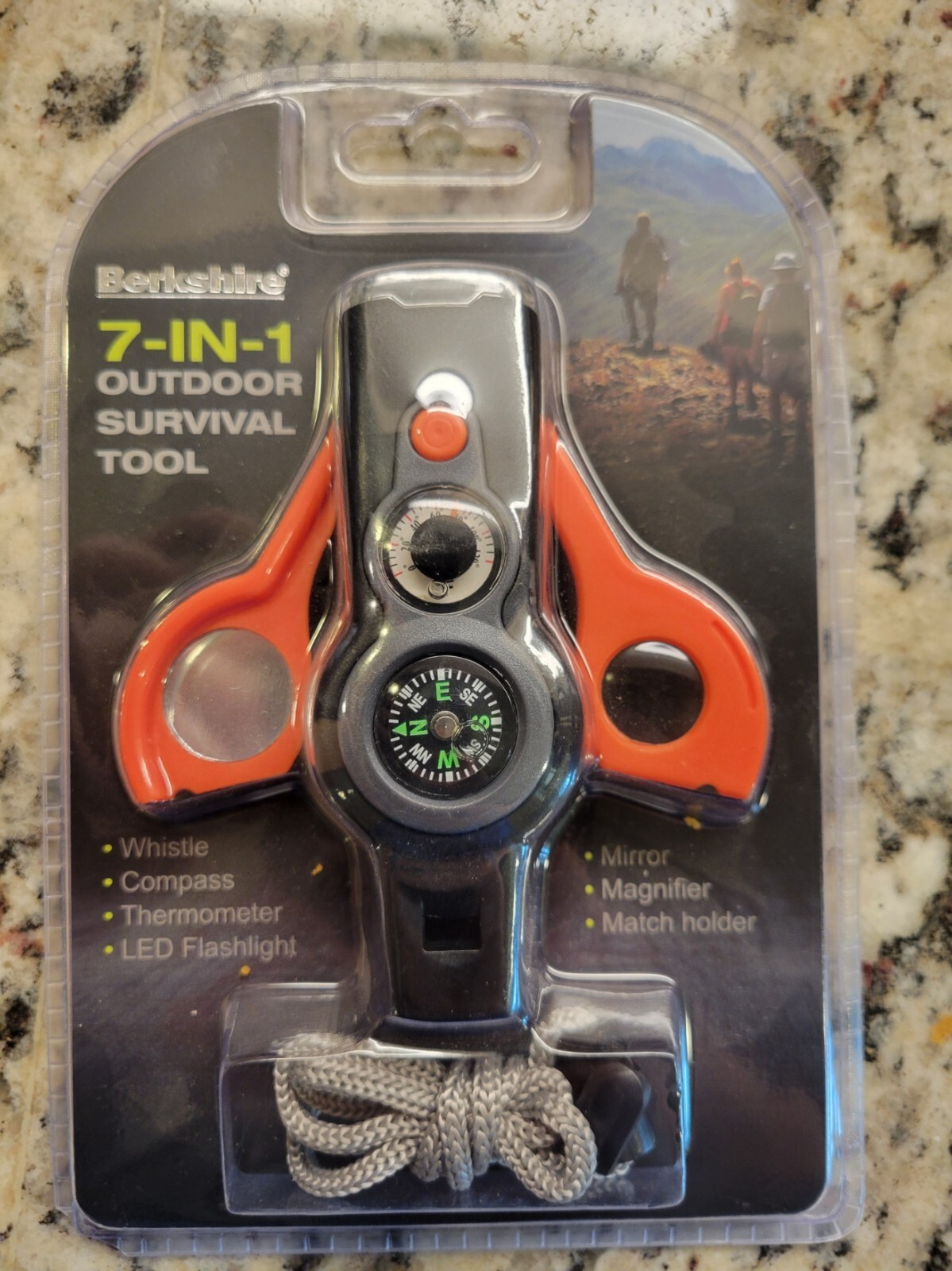 BERKSHIRE 7 in 1 Outdoor Emergency Survival Tool for Wilderness NEW