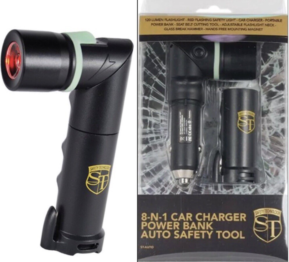 8 n 1 Car SAFETY Device Tool EMERGENCY Glass Break Phone Charger Power Bank AUTO