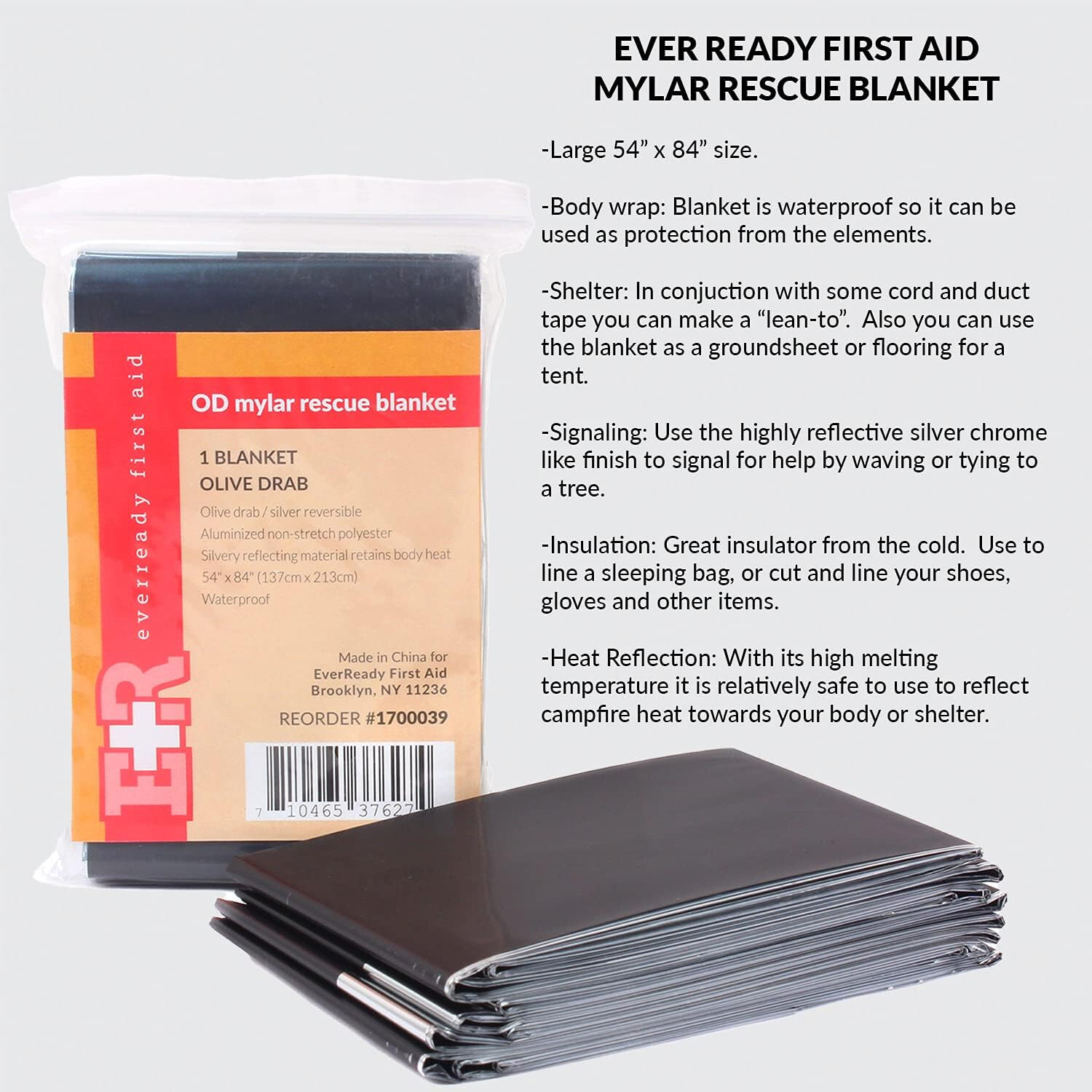 Ever Ready Emergency Rescue Space Thermal Mylar Blankets 52″ x 84″ – 20 Pack