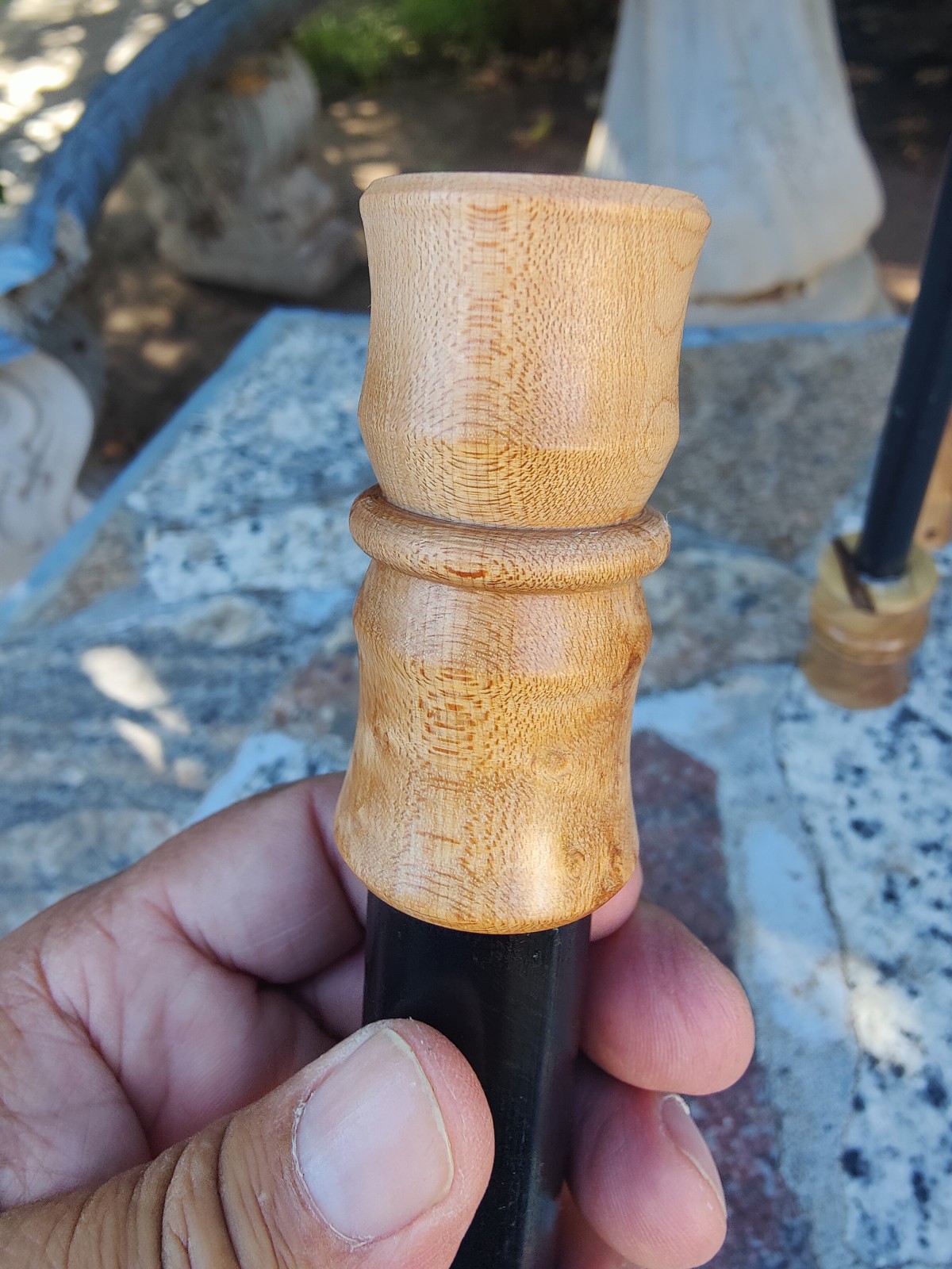 Bushcraft 5″ x 1″ ferrocerium rod with Birdseye maple wood handle | mischmetal