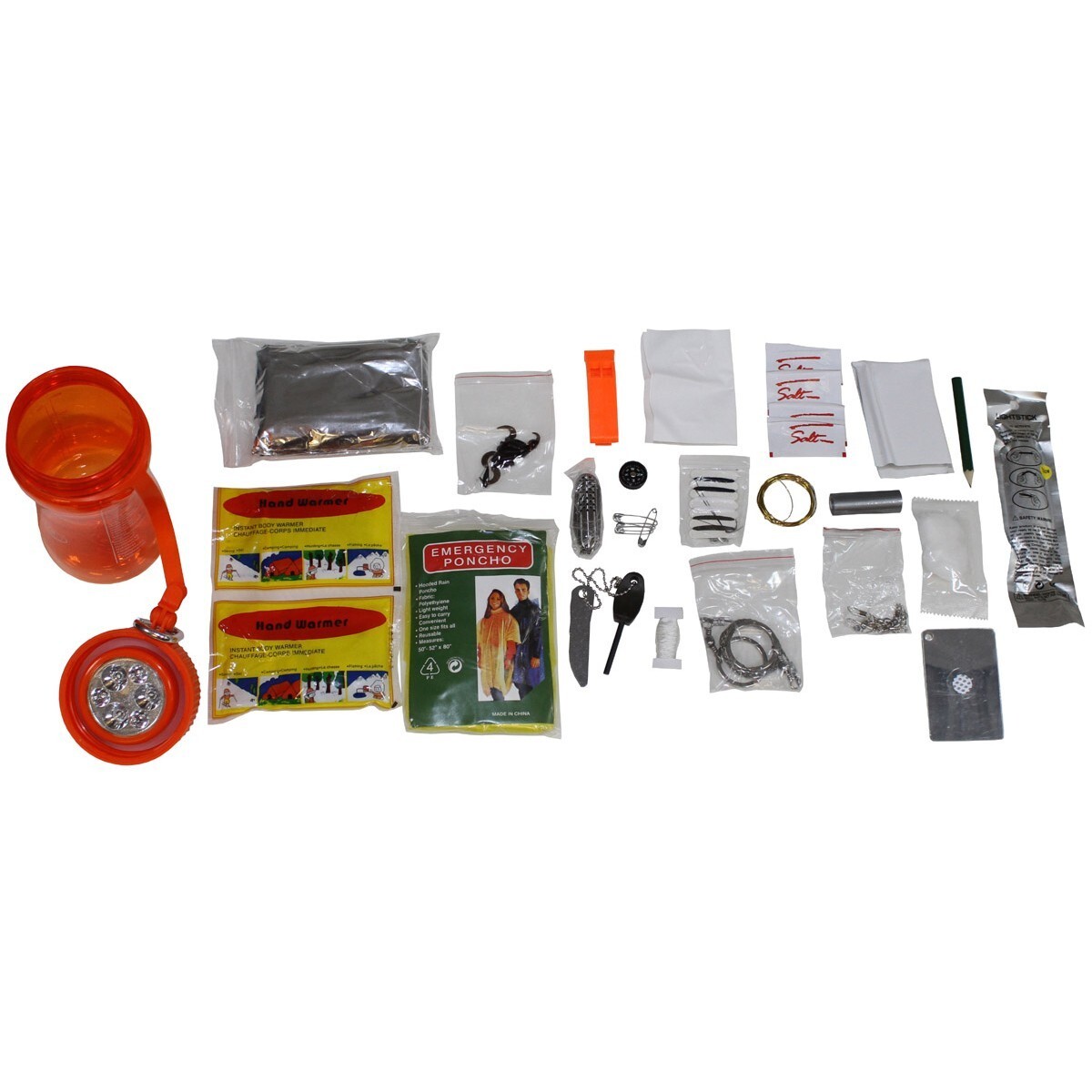 MFH Extreme Survival Kit 34 Pieces, Orange Solar Lamp