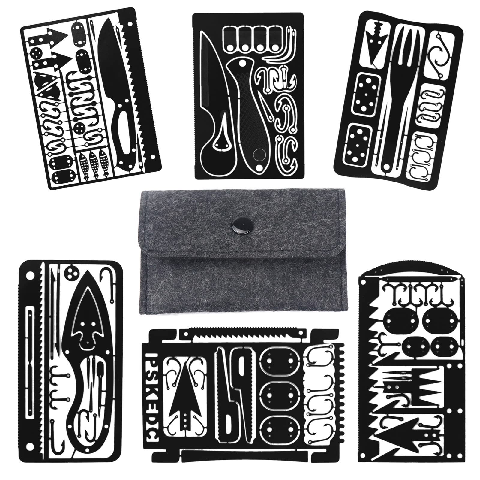 Survival Card, 6 Pack Stainless Steel Survival Tool, Wilderness Survival Ge…