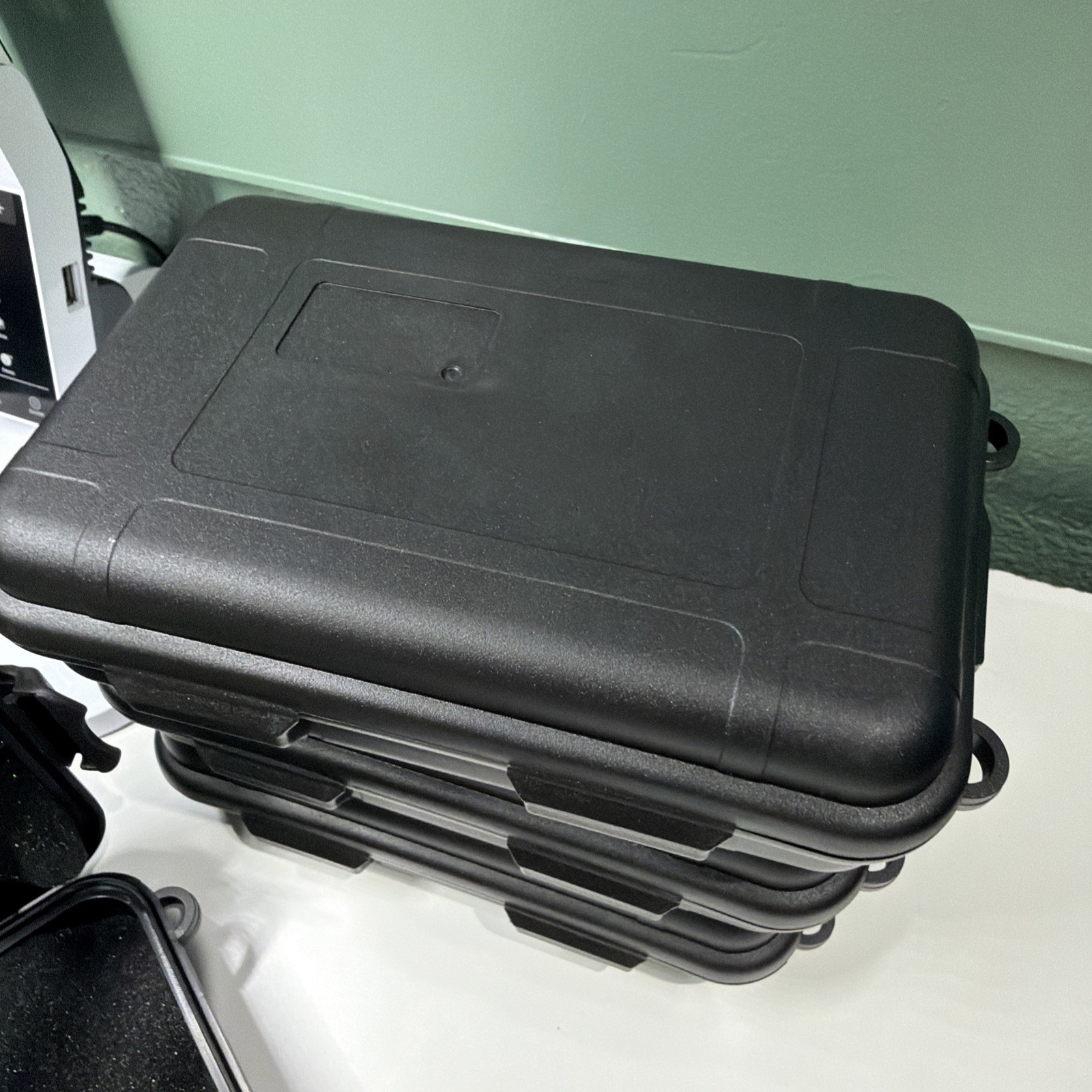 Lot Of 4 Black Plastic Portable Box With Foam Inserts 5.75 X 3.5 Internal Space