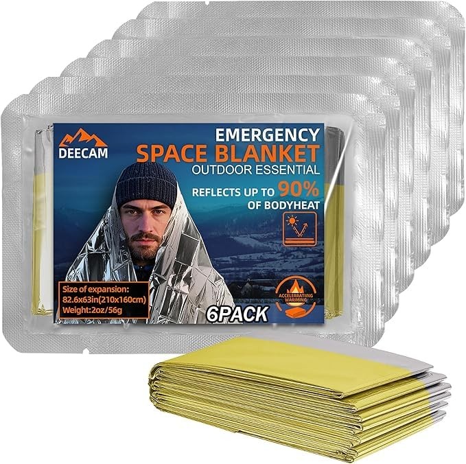 Rescue Blanket Rescue Foil Gold 210x160cm Pack of 6 Car, First Aid, Campin…