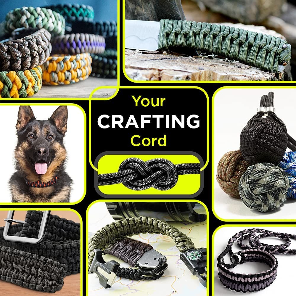 TECEUM Paracord Type III 550 Black –100 ft – 4mm – Tactical 100 ft,