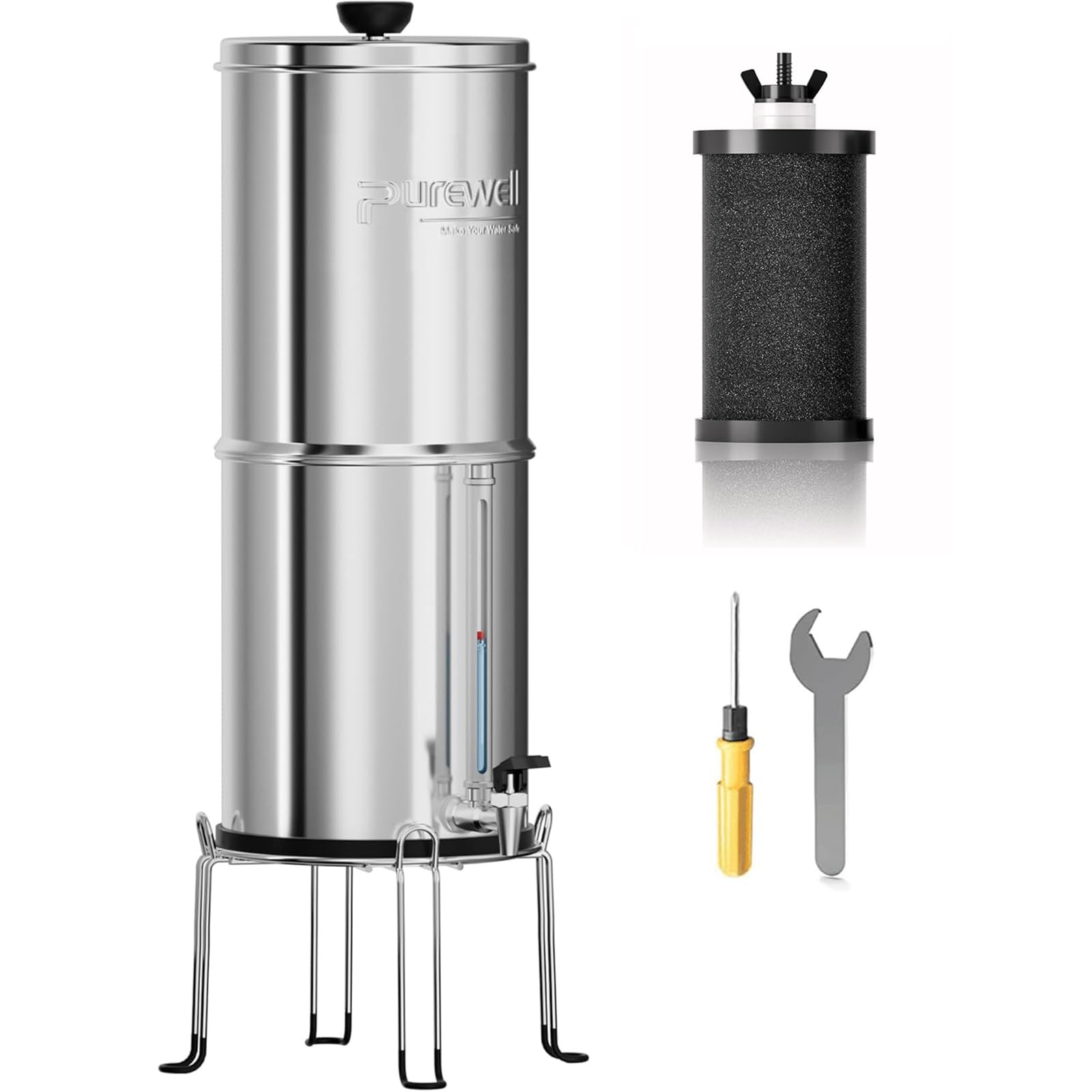 Portable Gravity Water Filter 3.8L – 4 Stage Filtration System 0.01 μm with W…