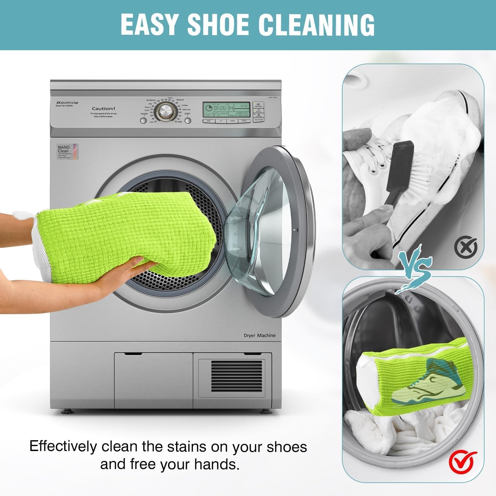 Shoe Washing Machine Bag, Laundry Bag for Washer and 2 PACK, Green