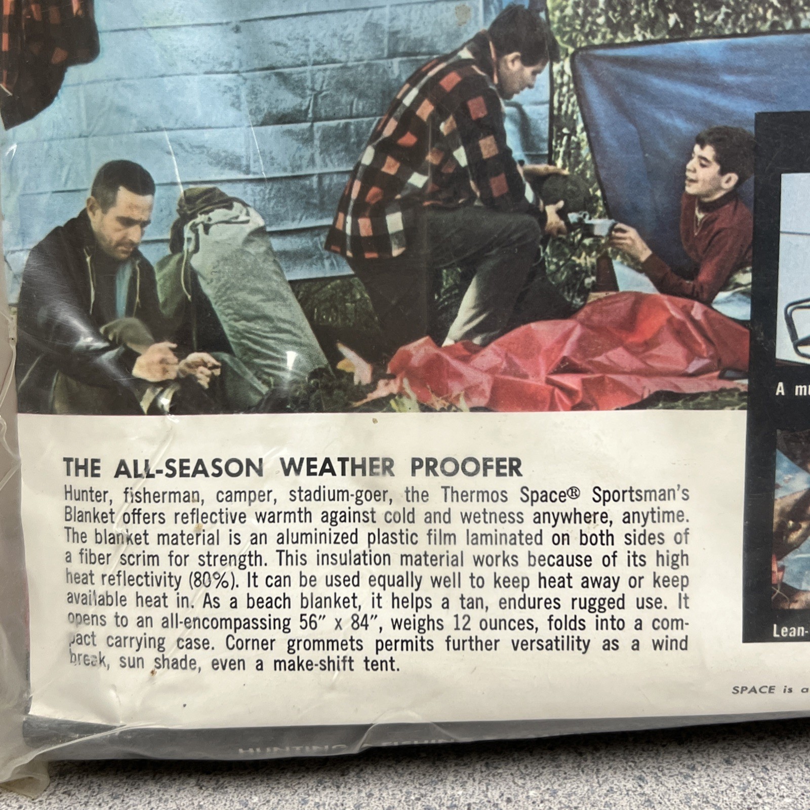 Vintage Thermos All-Weather Space Brand Sportsman’s Blanket Red 56”x84”