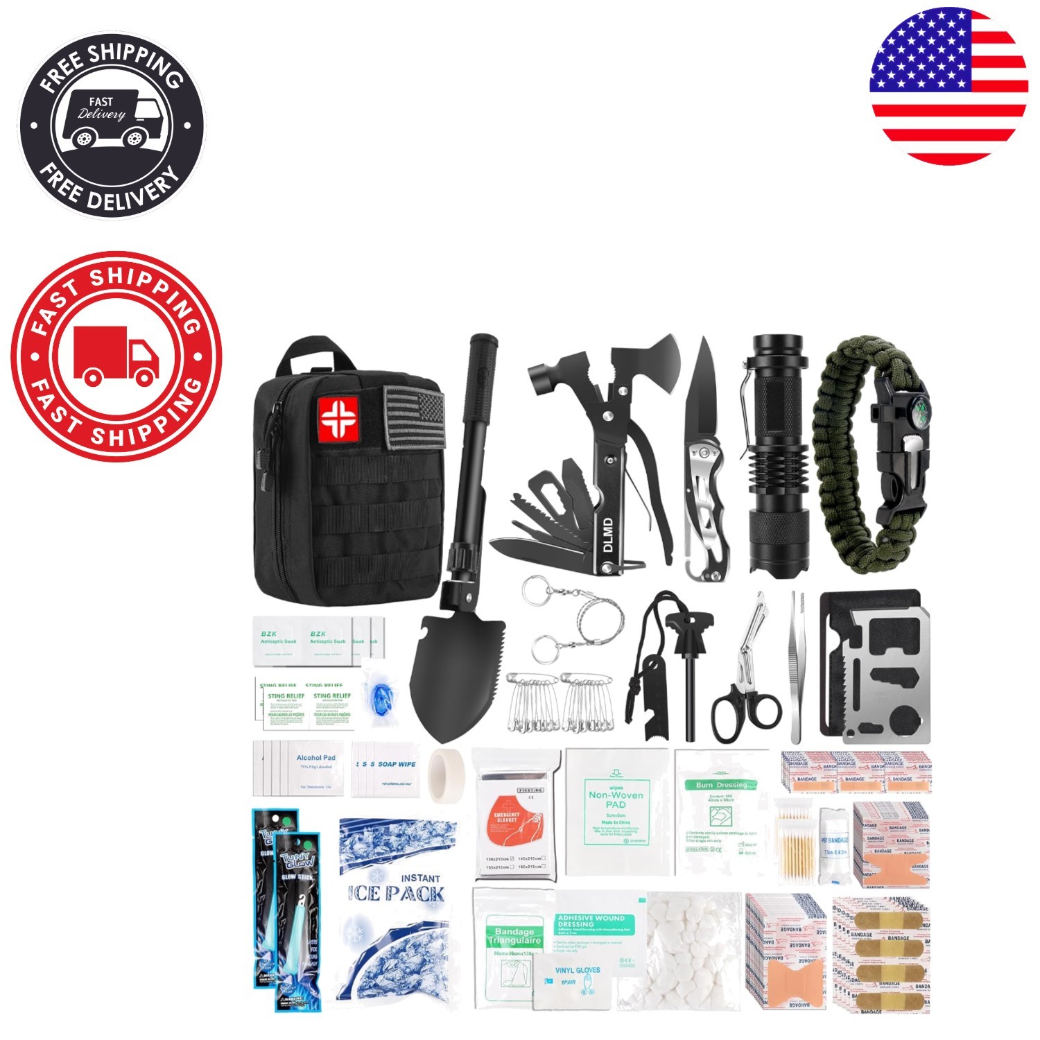 Comprehensive 320 PCS Survival & First Aid Kit – Ideal for Camping & Emergencies