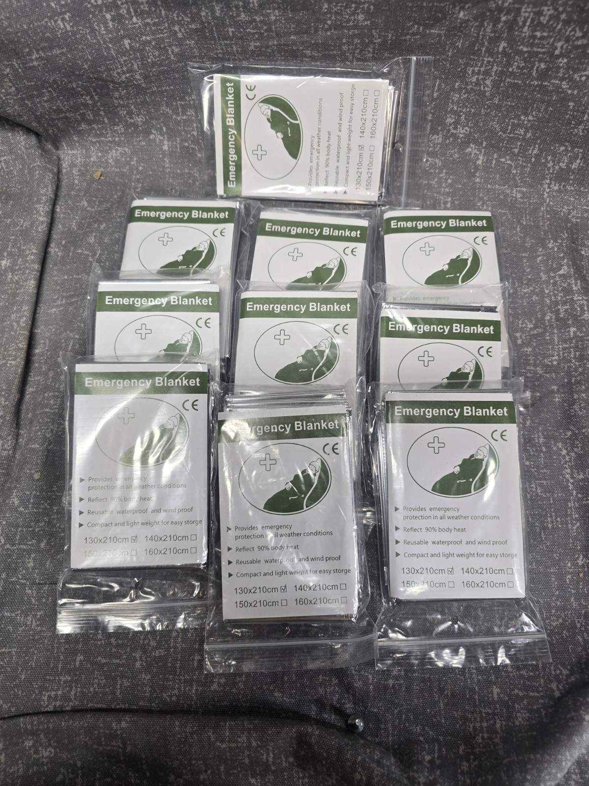 10 Pack Mylar Emergency Blankets Survival Compact Insulated Camping First Aid