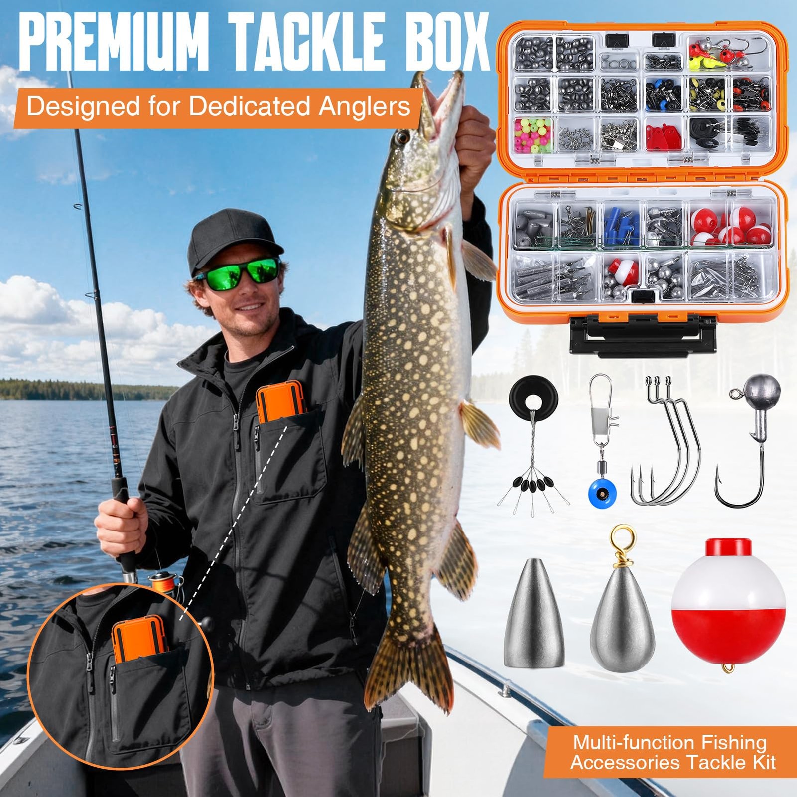TOPFORT 187/343pcs Fishing Accessories Kit, 343pcs kit