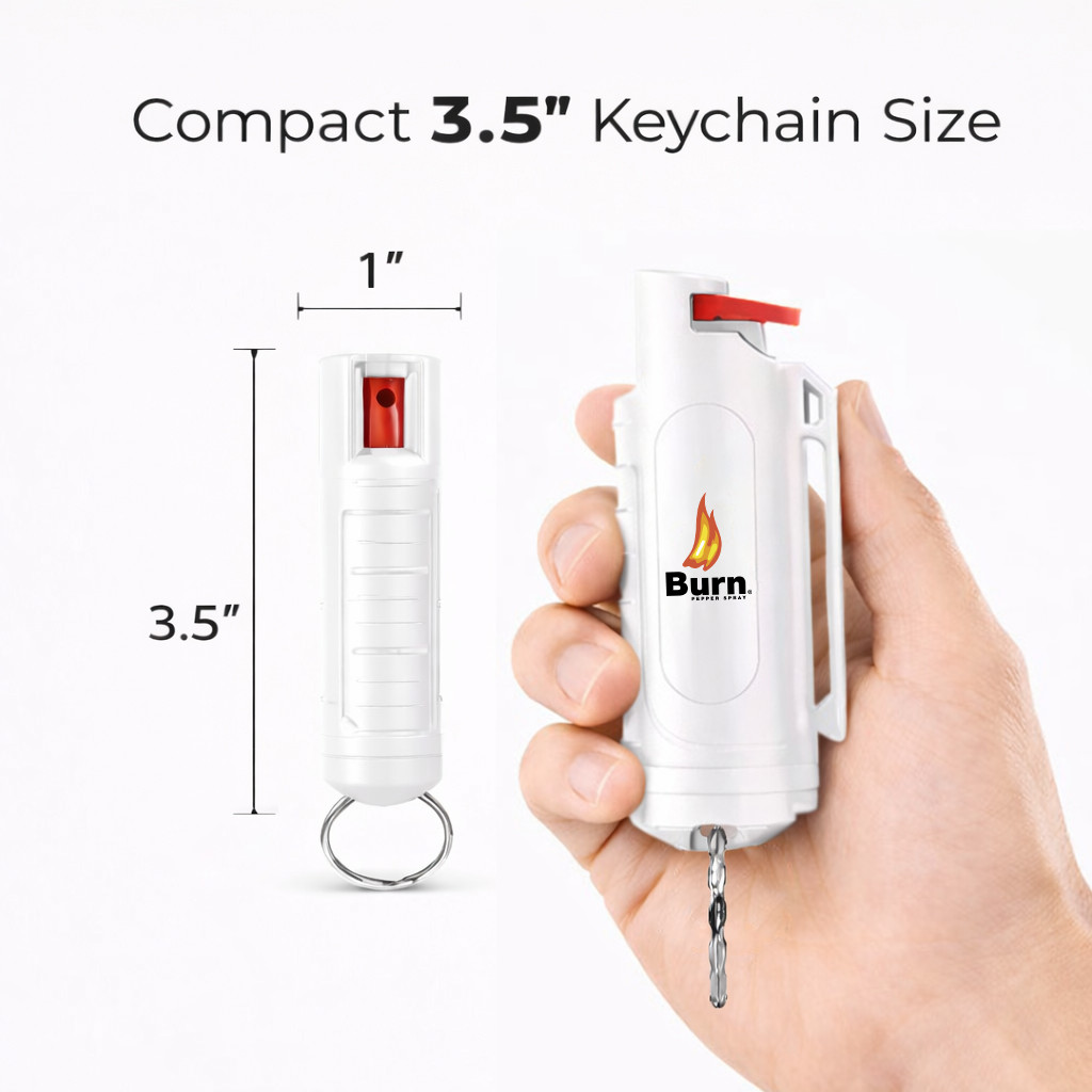 BURN Keychain Pepper spray Self Defense – 1 Pack .50oz White