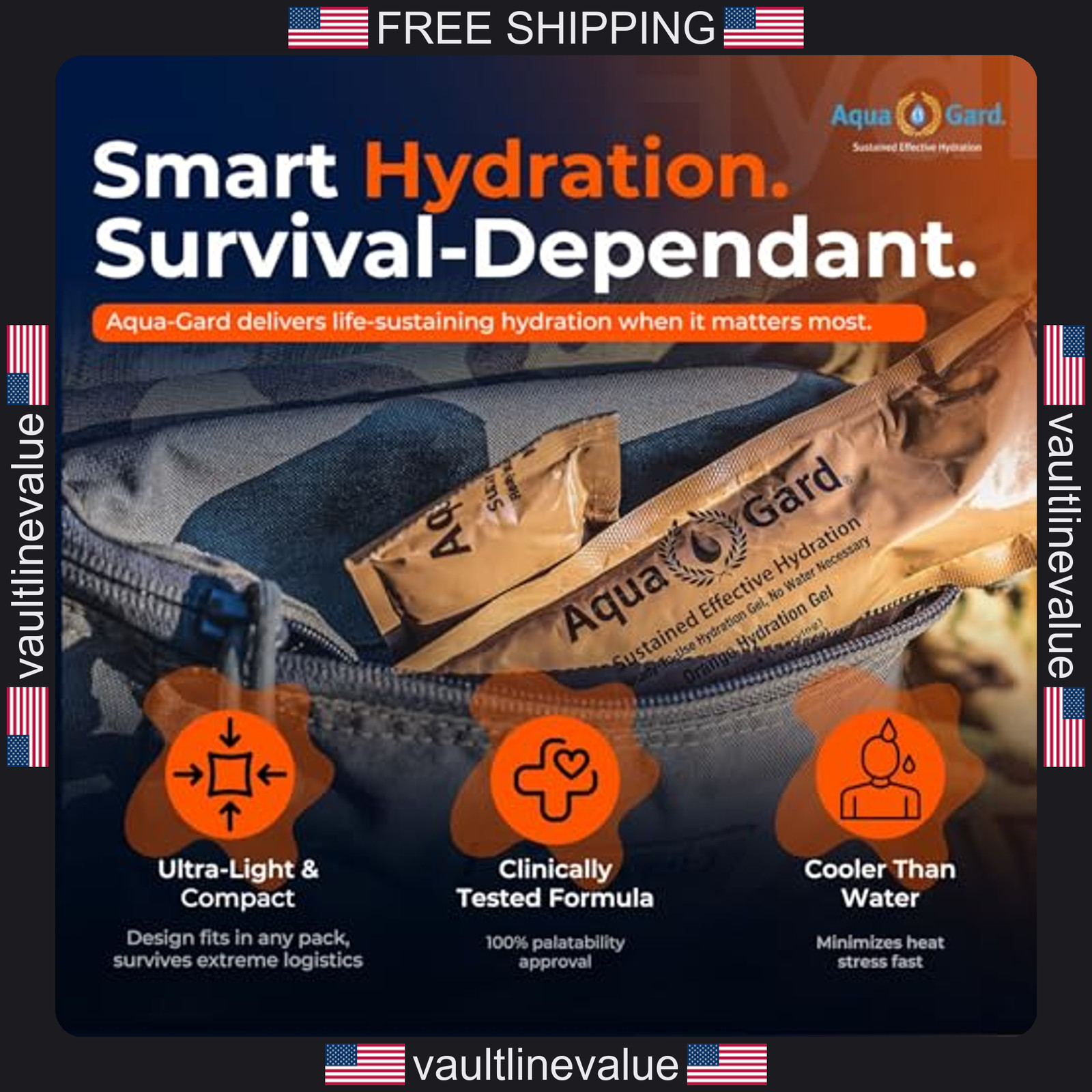 Aqua-Gard Emergency Water Gel 3 Pack Survival Water Pouches for Disaster Relief