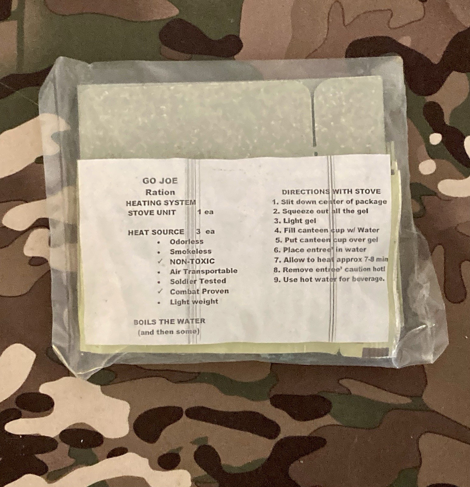Go Jo Field Ration Heating Set with Stove and 3 Pyropac Firestarting Gel Packets