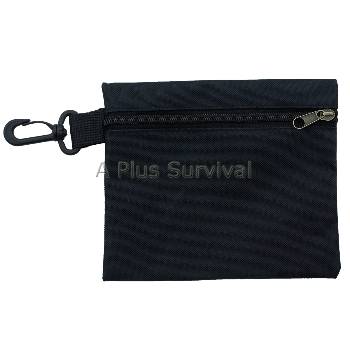 Medium Multi Purpose Black Zipper Bag with Clip – First Aid Parts Survival Kits