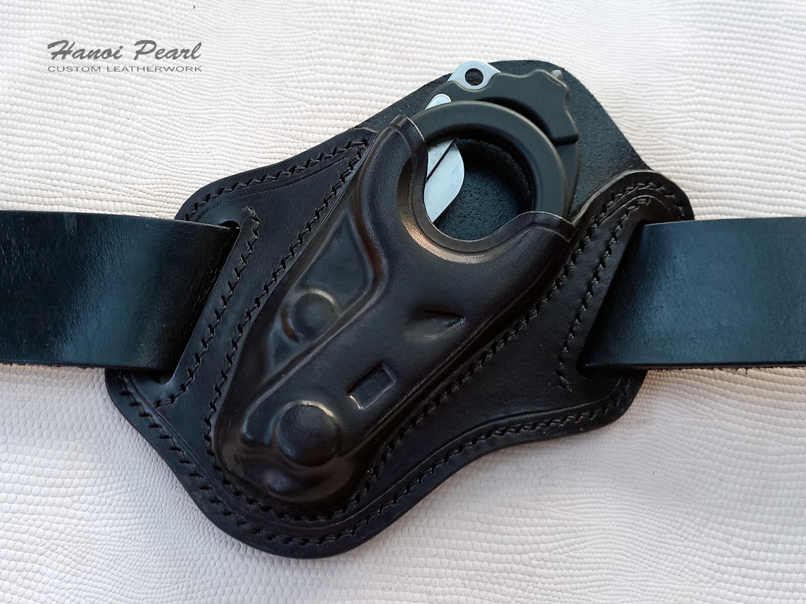 Custom Black Leather Holster for Leatherman Raptor Rescue