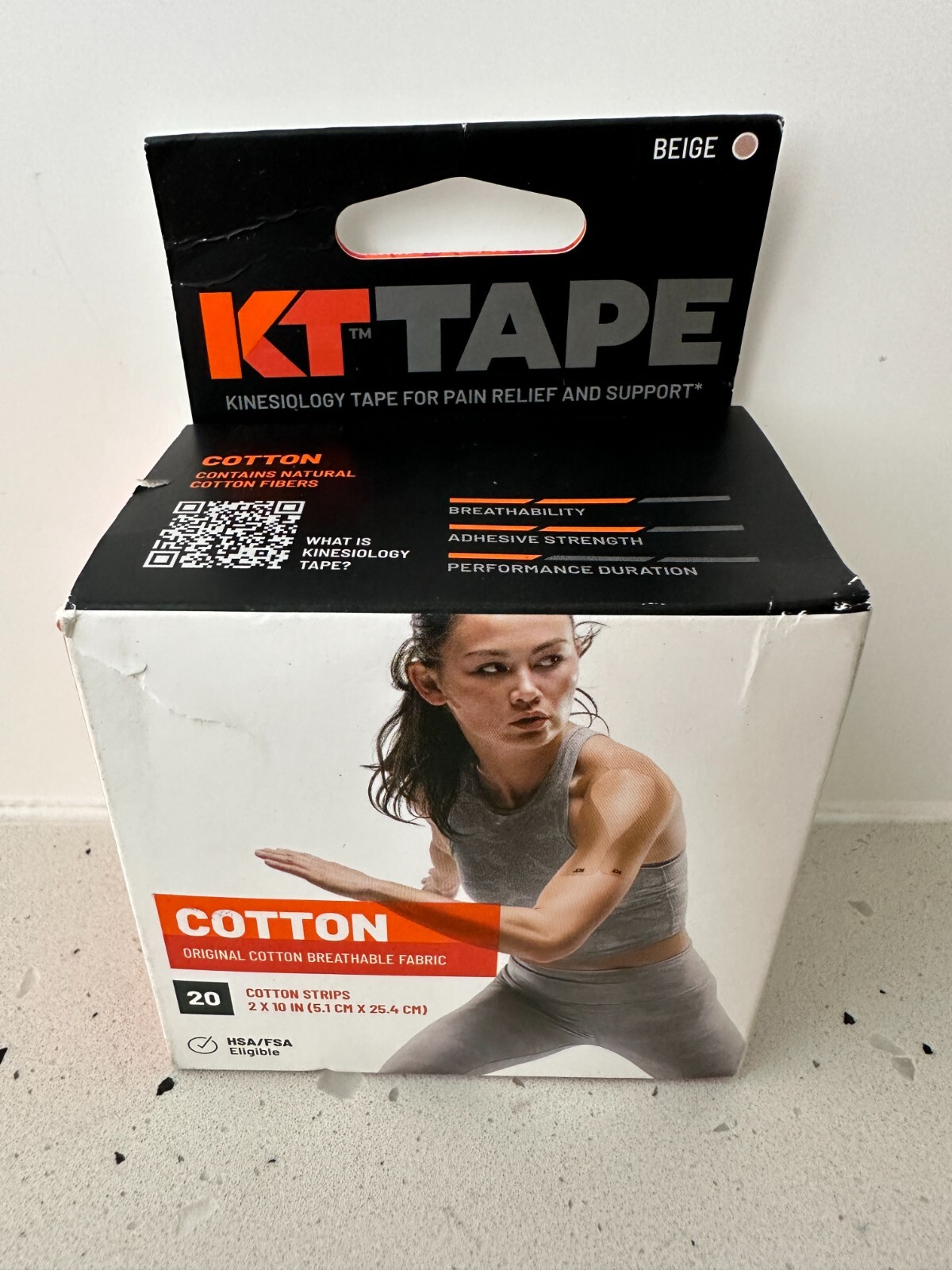 KT Tape Original Cotton – 20 Precut 5cmx25cm (2″x10″) Strips Beige BNIB
