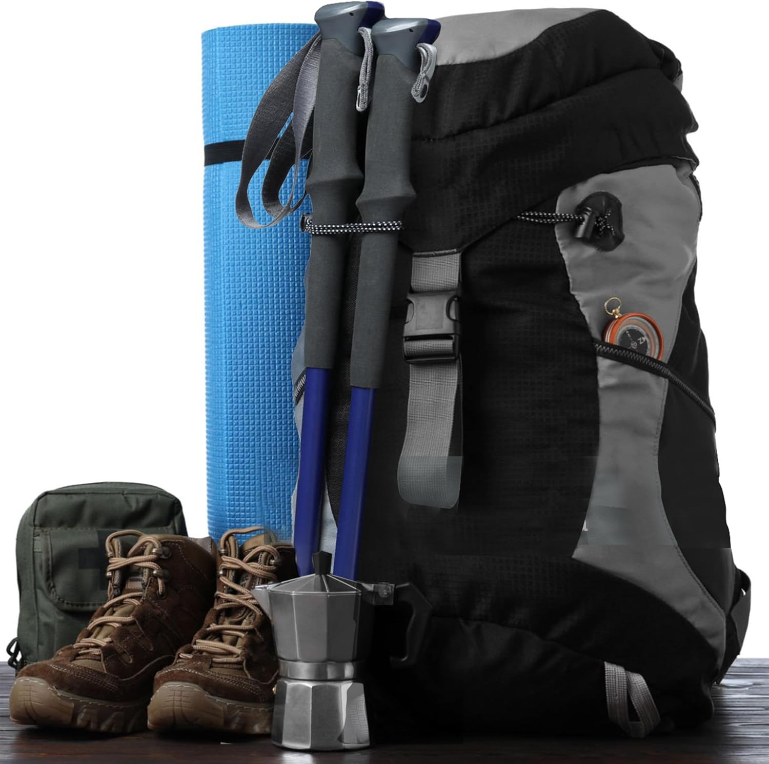 4Pcs Climbing Stick Holder, Hiking Trekking Pole Backpack Bungee Straps, Adjusta