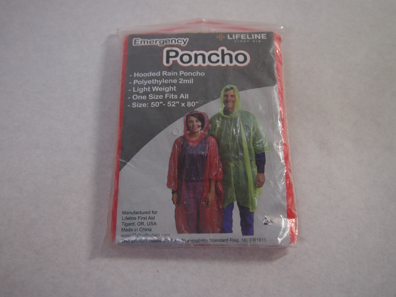 1 EMERGENCY RAIN PONCHO HOODED OUTDOOR CAMPING SPORT 50-52″ X 80″