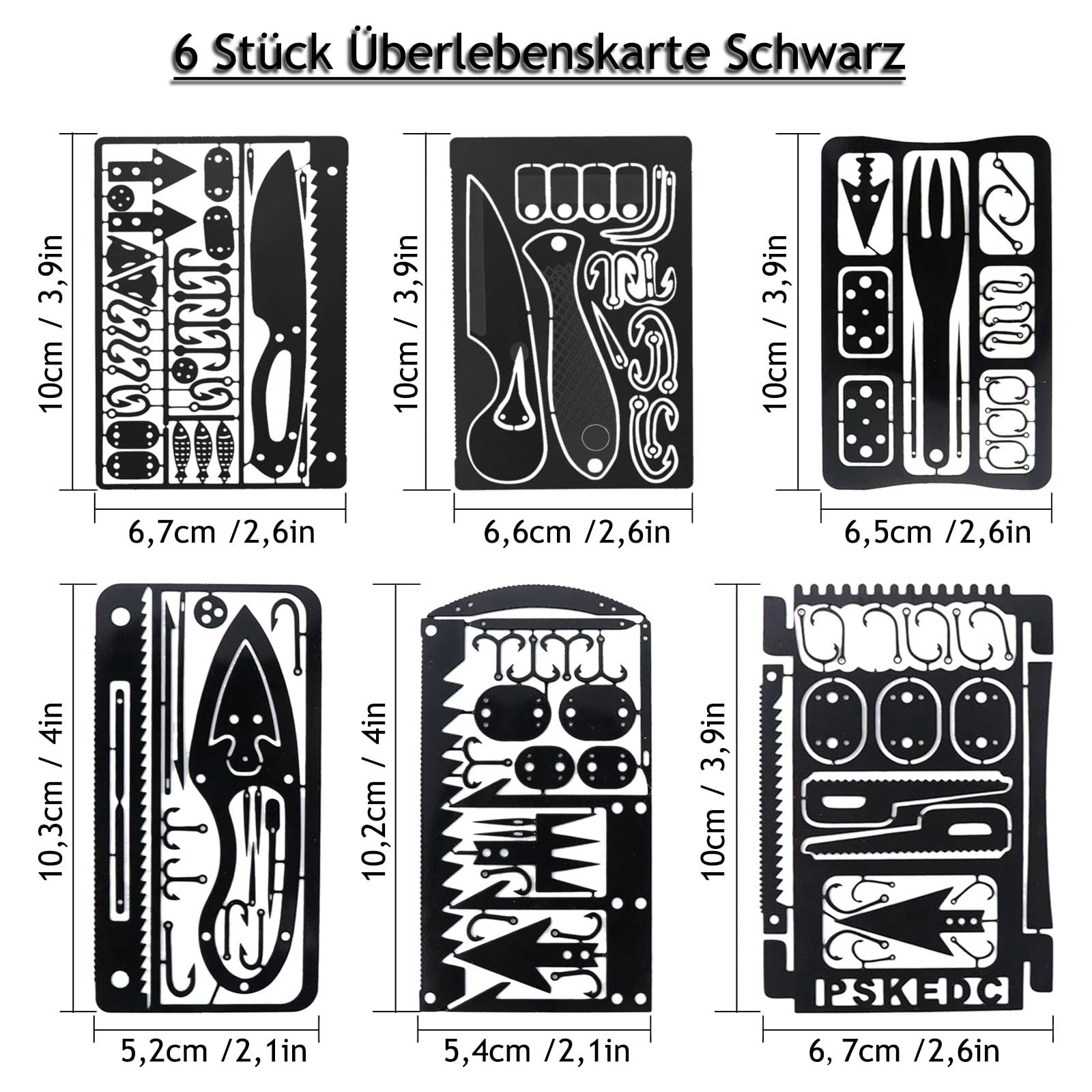 Survival Card, 6 Pack Stainless Steel Survival Tool, Wilderness Survival Ge…