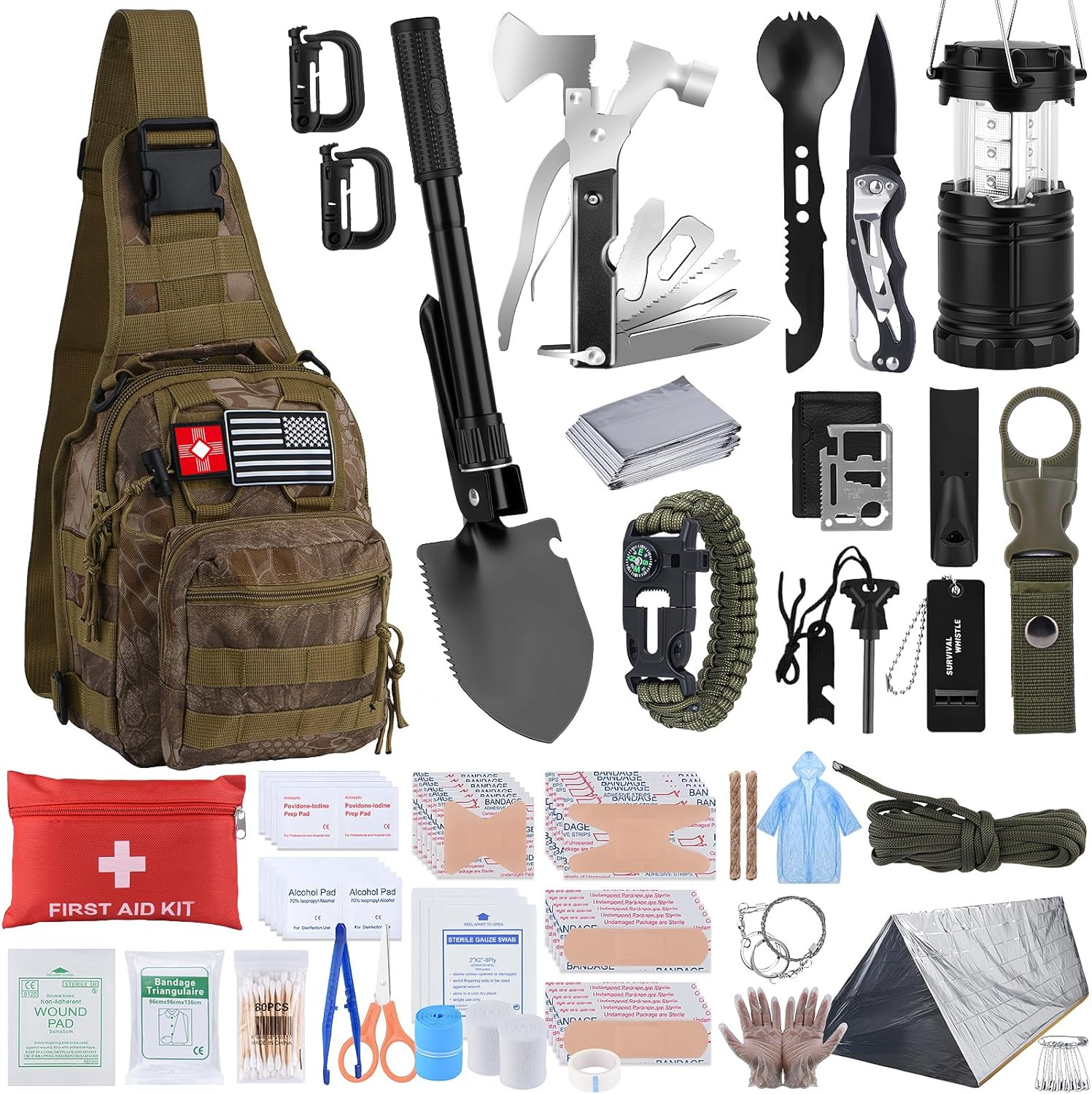 Survival Kit, Gifts for Christmas Men, Women, 251Pcs Emergency Survival Gear and