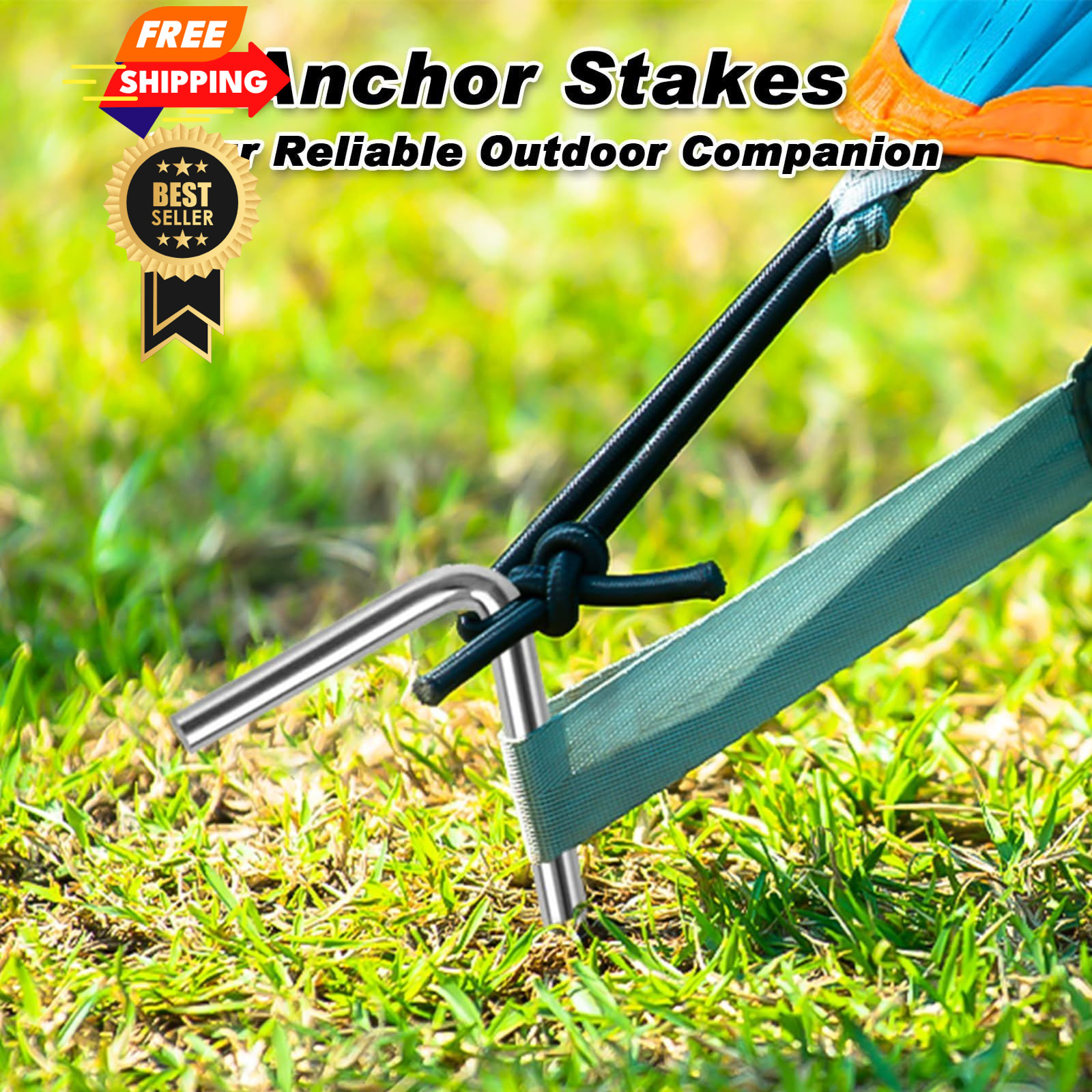 FEED GARDEN 7 Inch Tent Stakes 18 Pack Yard Inflatable 18 Pack, silver