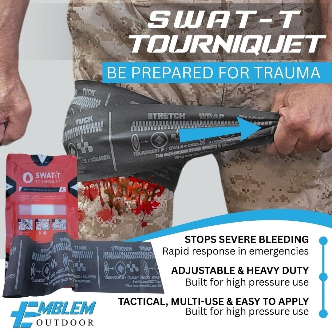 Emblem OD 242 Piece First Aid Survival Kit with Tourniquet | MOLLE Pouch with…