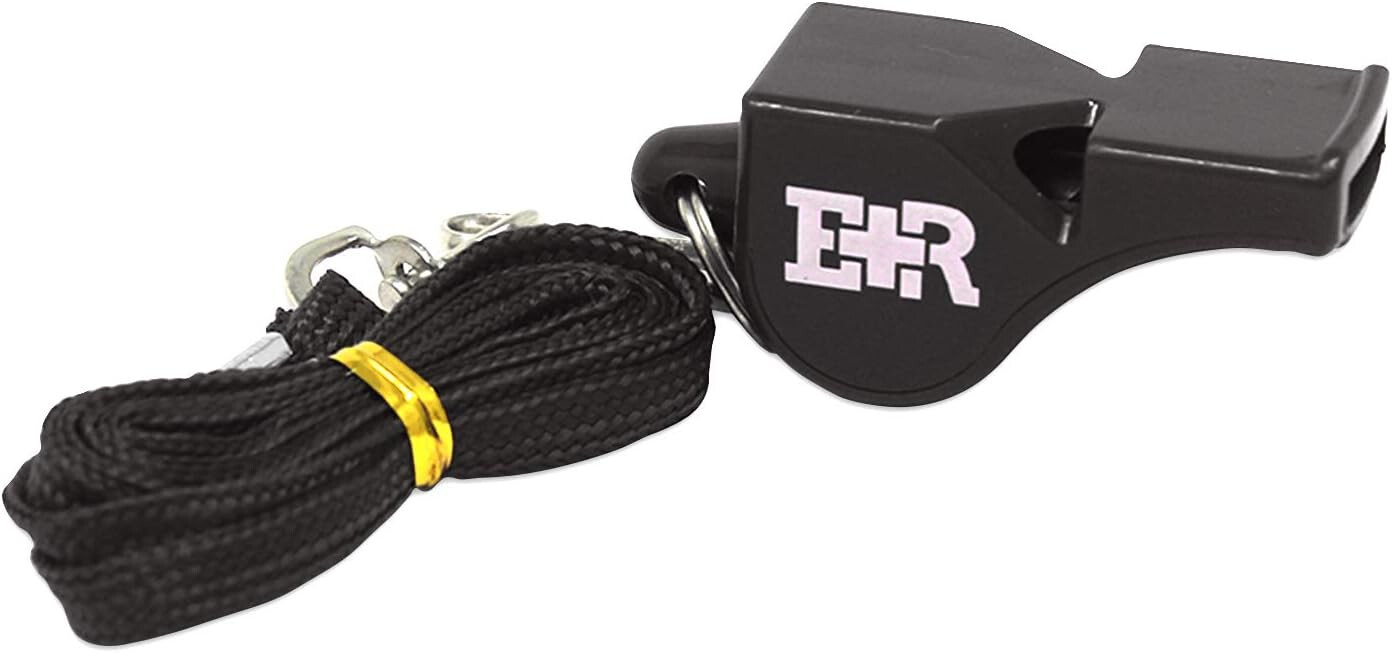 Ever Ready First Aid Lifeguard Coach Sports Whistle with Lanyard Black – 6 Pack