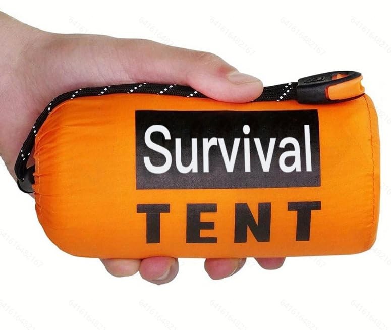 Orange Emergency Survival Tent – 2 Person Tube Tent with Survival Whistle & Para