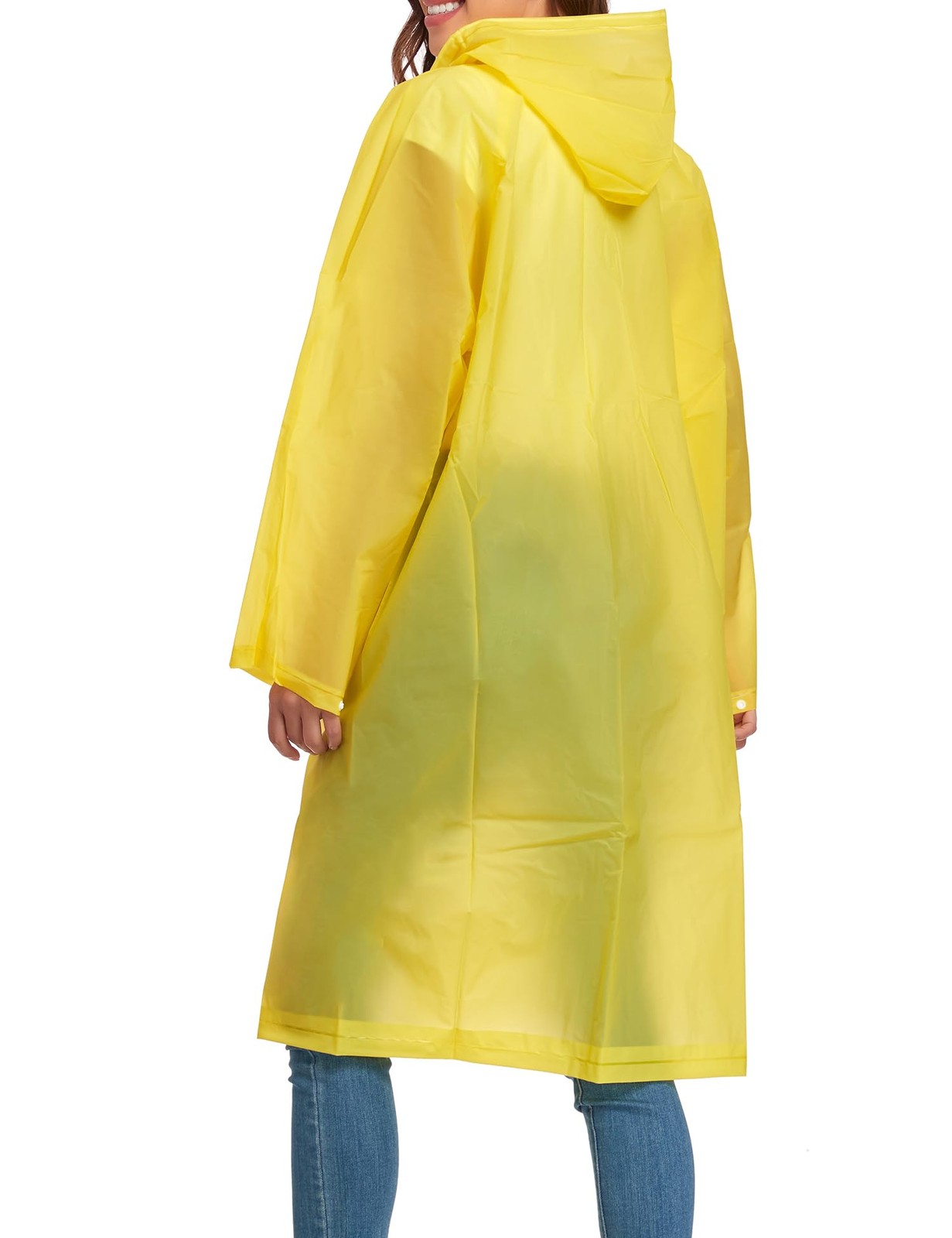 Reusable Portable Waterproof EVA Long Raincoat Poncho Hoods Men Women