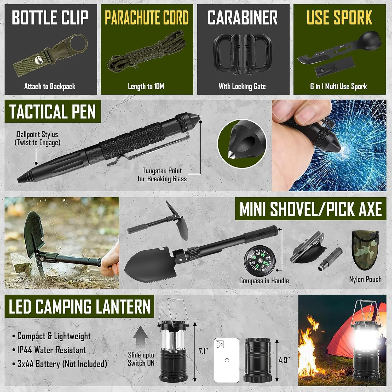 Survival Kit, 268 Pcs Emergency Survival Gear and Equipment Supplies with First