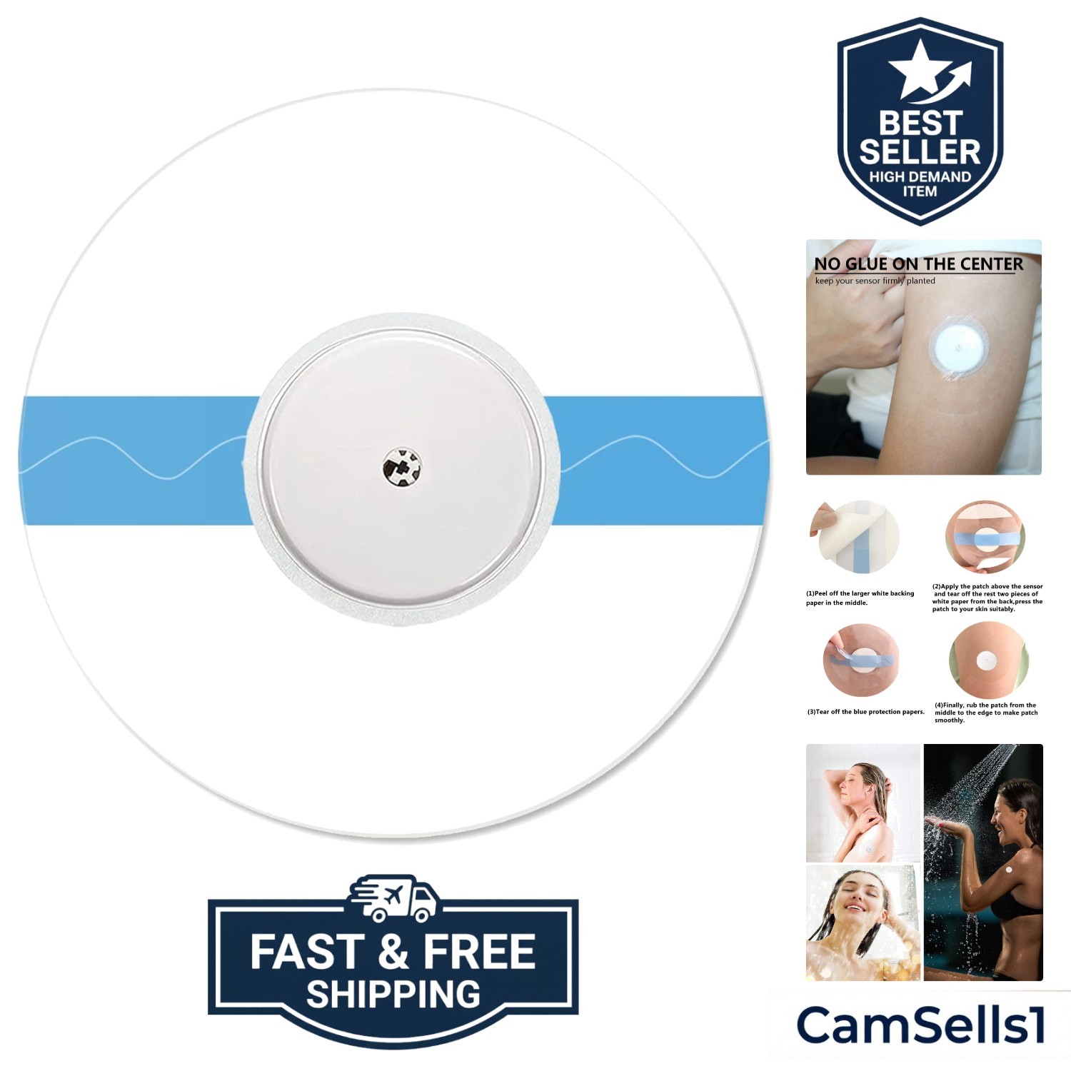 Sensor Covers for Libre 2/3/Plus, 55 Pack Waterproof Adhesive Patches,Transpa…