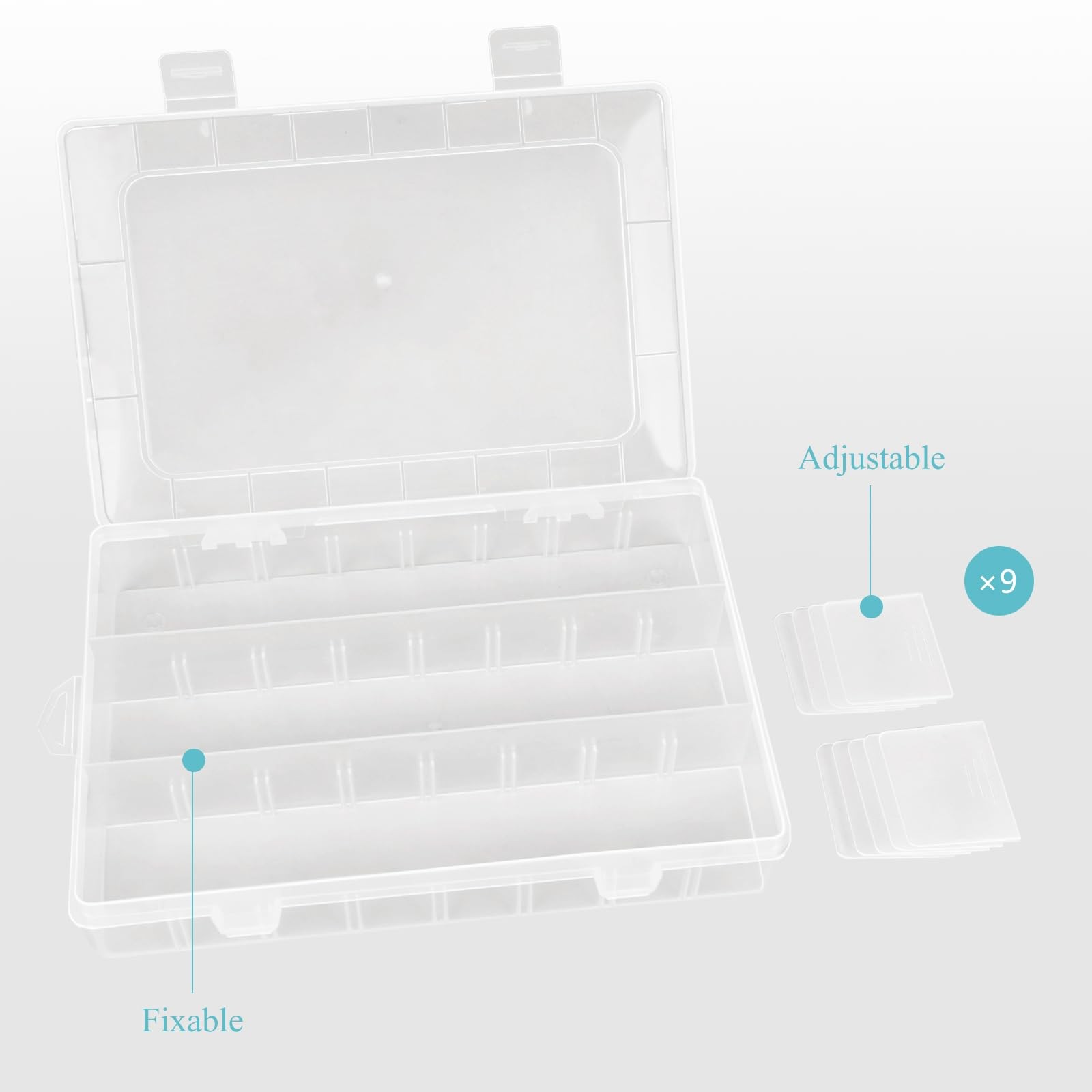 ZUFECY Small Fishing Tackle Box, 12 Clear 7.7 x 1.2 x inches, Transparent